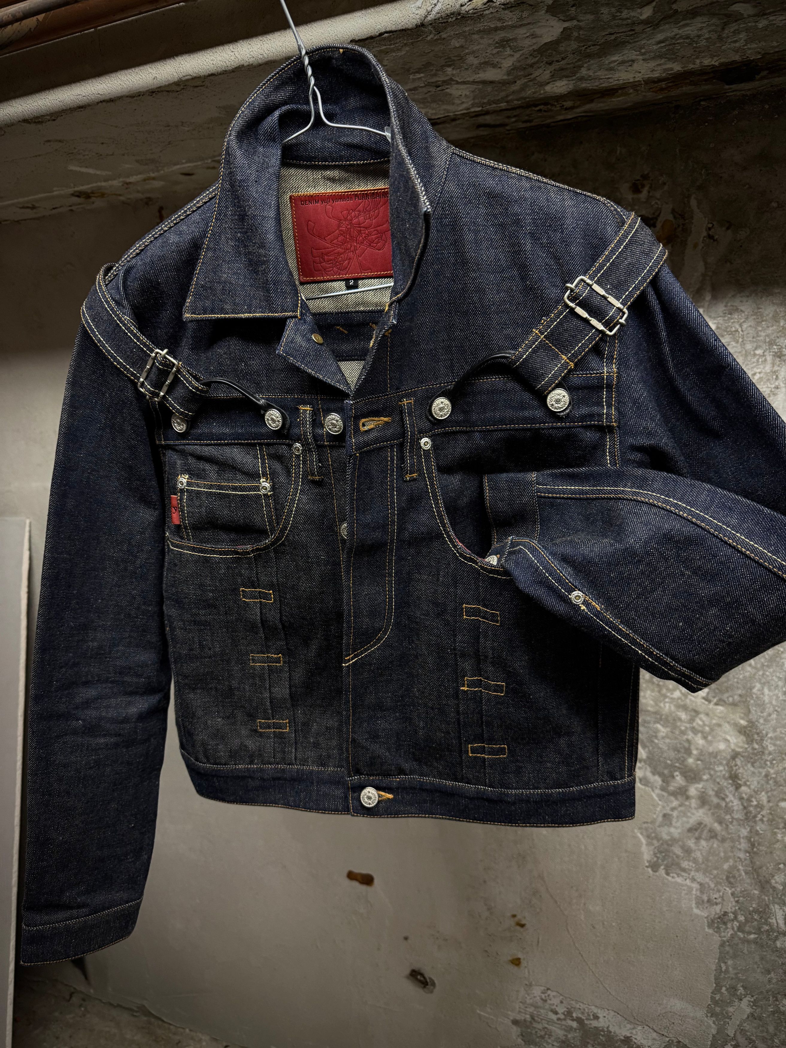 Yuji Yamada Yuji Yamada Leather Harness Denim Jacket Size US S / EU 44-46 / 1 - 5 Thumbnail