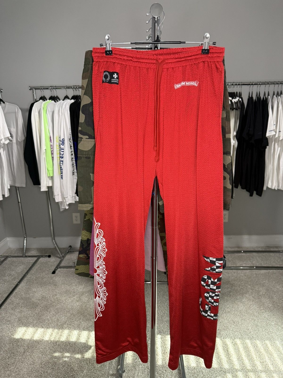 Chrome Hearts Chrome Hearts Red Mesh Floral Sweatpants Size US 32 / EU 48 - 1 Thumbnail