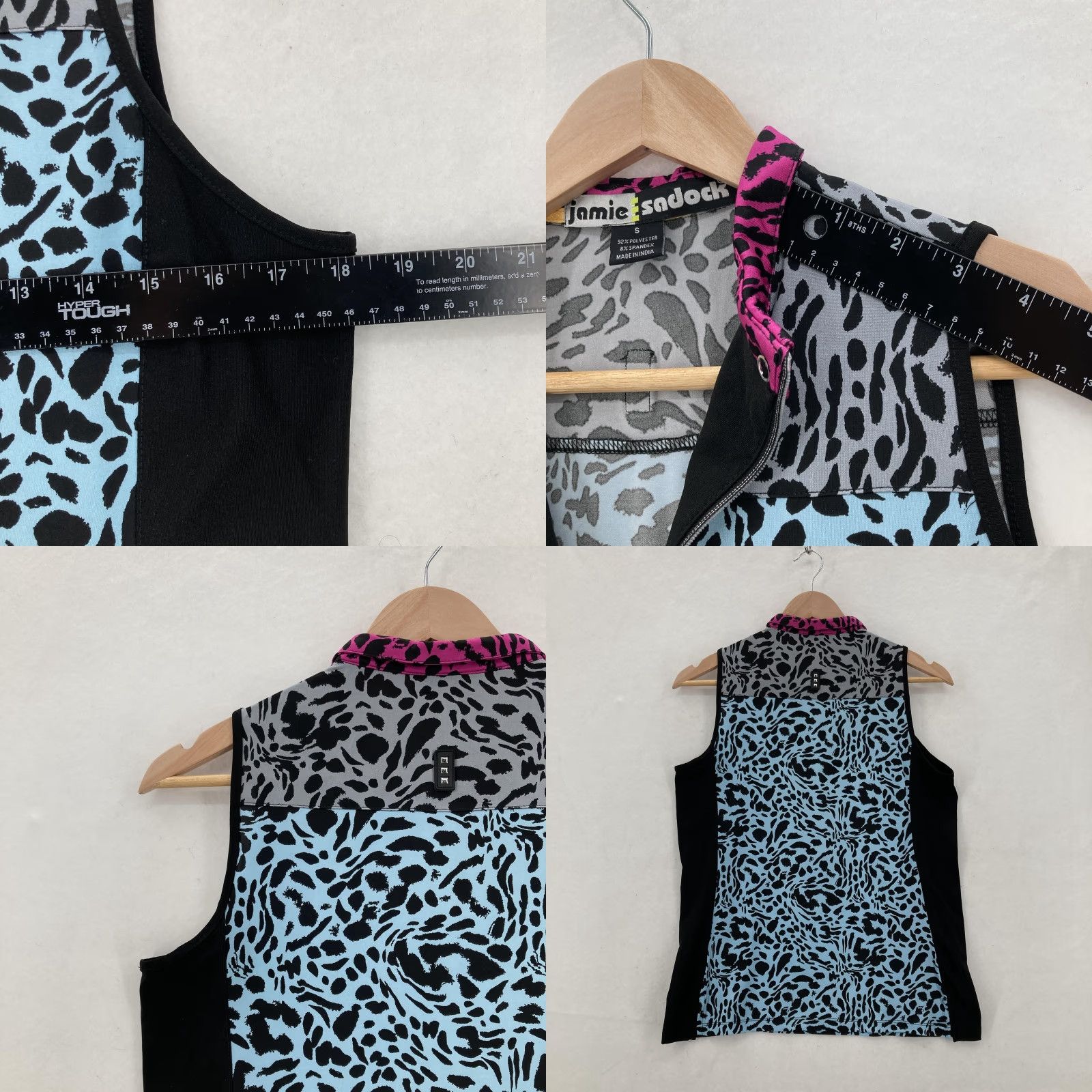 Vintage Jamie Sadock Shirt Womens Small Blue Animal Print Sleeveless Zip Mock Neck Golf Size S / US 4 / IT 40 - 8 Thumbnail