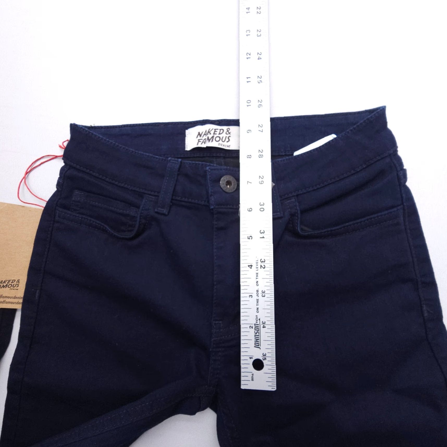 Vintage Naked & Famous Denim The Skinny Indigo Jeans Size 25 Regular Rise 31in Inseam Women's Blue 5-Pocket Stretch Lightweight NWT Size 42" / US 20 - 7 Thumbnail