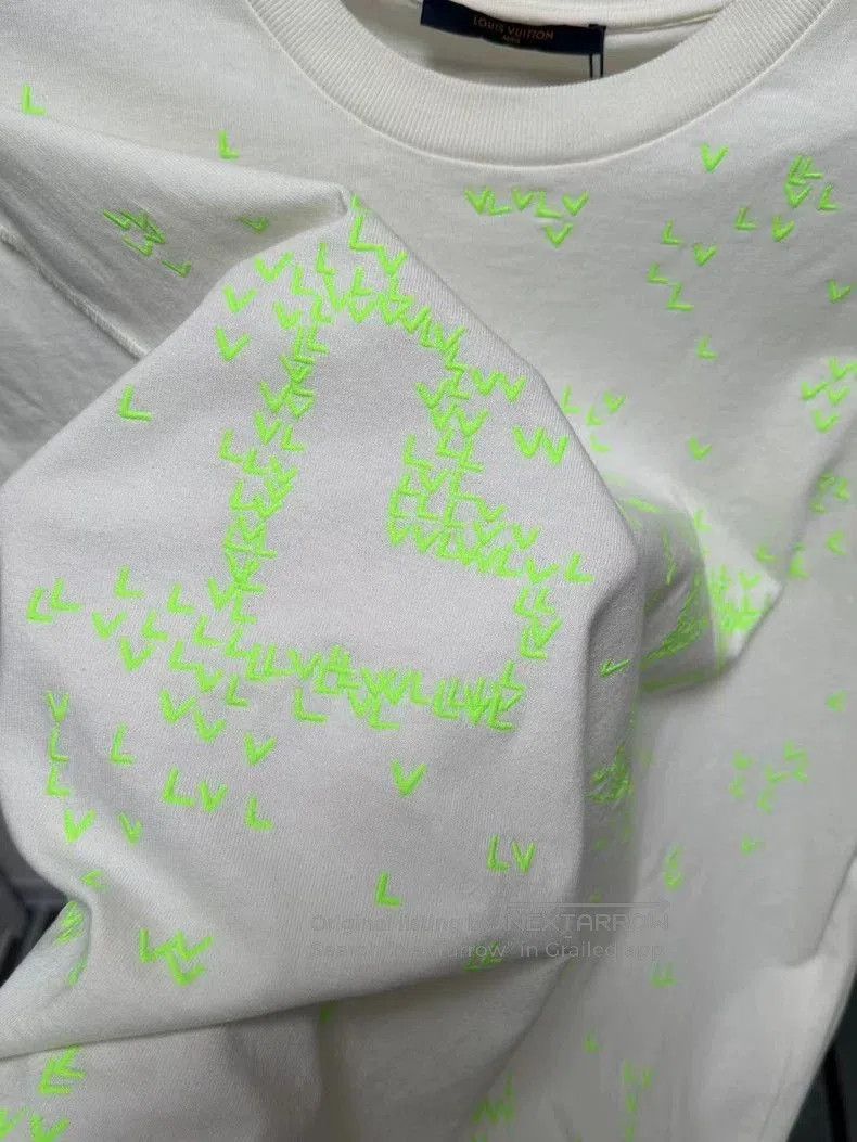 Louis Vuitton Louis Vuitton White Green Embroidered T-shirt. Size US XXL / EU 58 / 5 - 3 Thumbnail