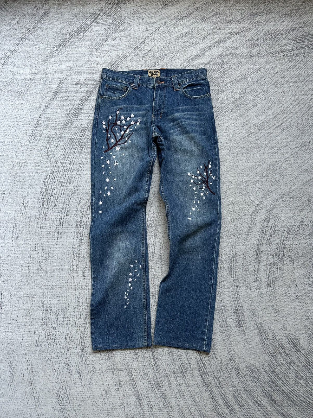 Japanese Brand Vintage Japan Nylaus Jeans Sakura Embroidery Size US 31 - 1 Thumbnail
