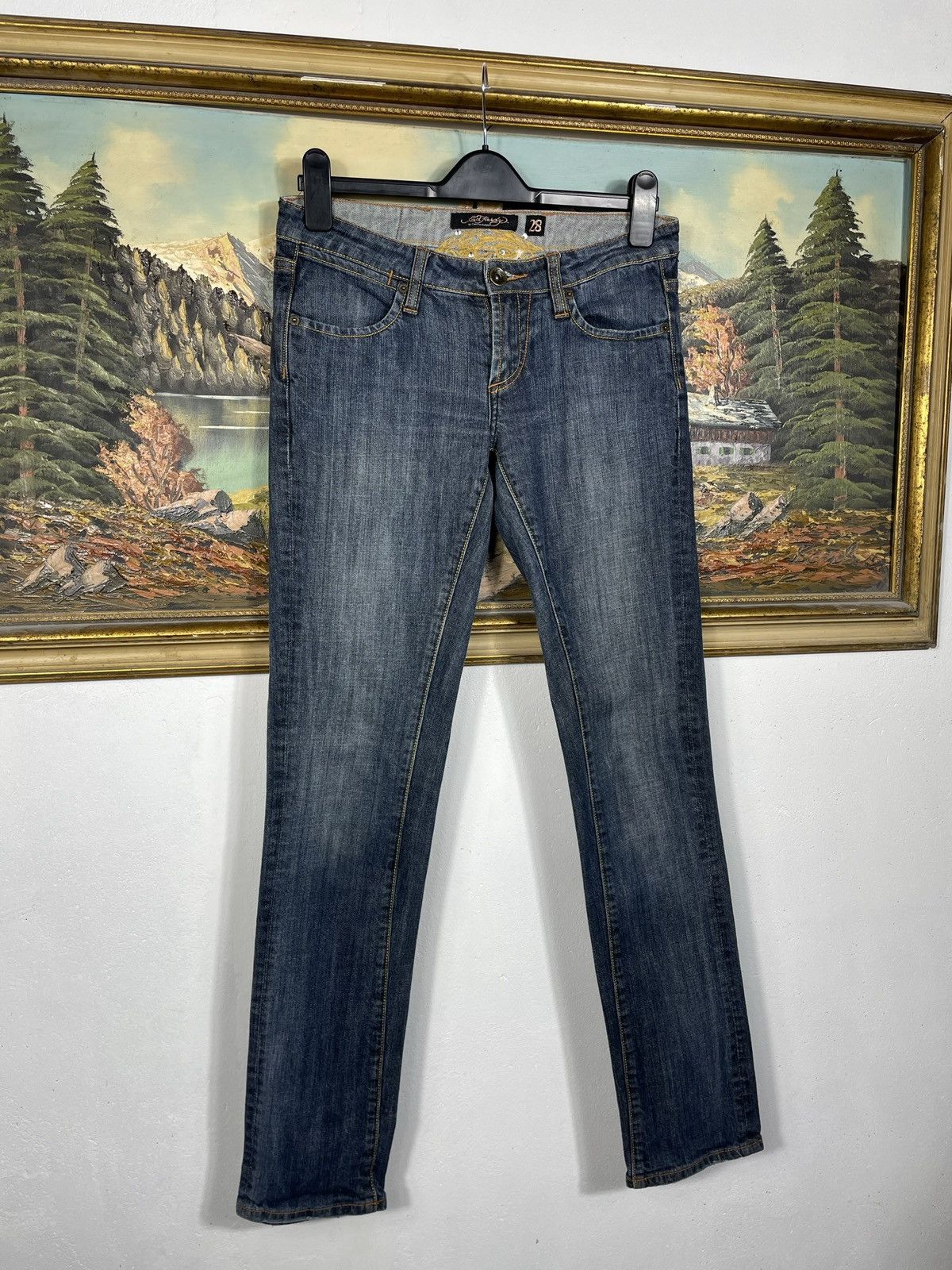Ed Hardy × Vintage Ed Hardy Vintage Y2k Denim Trousers Jeans Drip Swag Size 28" / US 6 / IT 42 - 7 Thumbnail