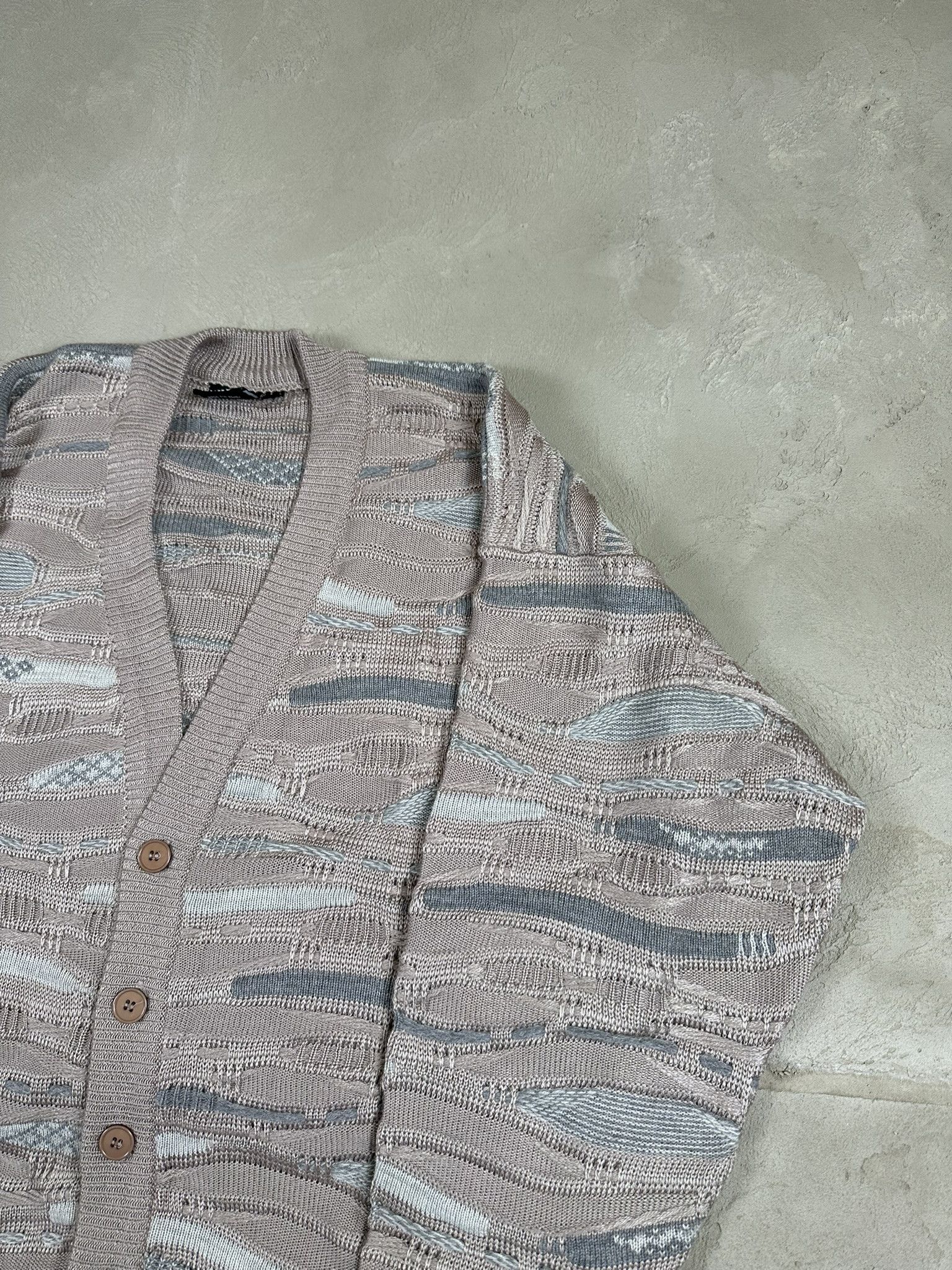 Vintage 80s Vintage 3D Cable Boxy Cardigan Sweater Size US L / EU 52-54 / 3 - 7 Thumbnail
