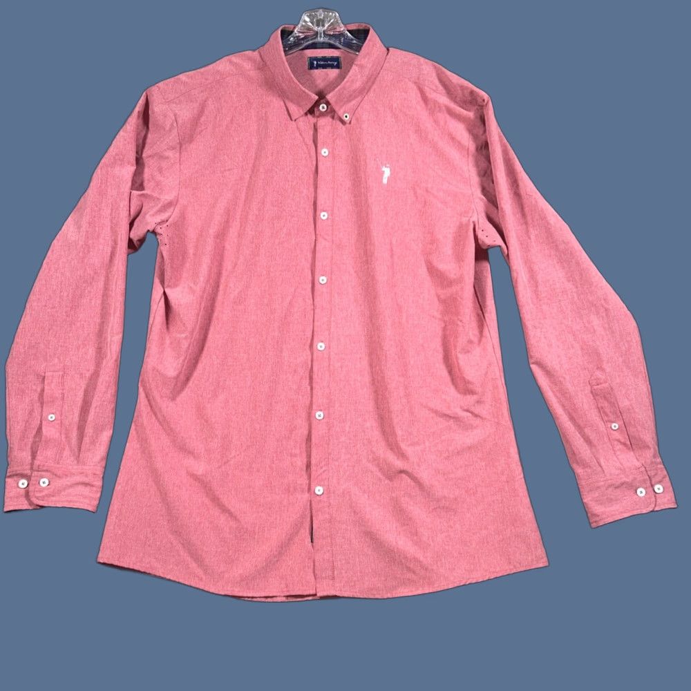 Vintage William Murray Mens Button-Down Shirt 2XL Long Sleeve Red Polyester Spandex Size US XXL / EU 58 / 5 - 1 Thumbnail