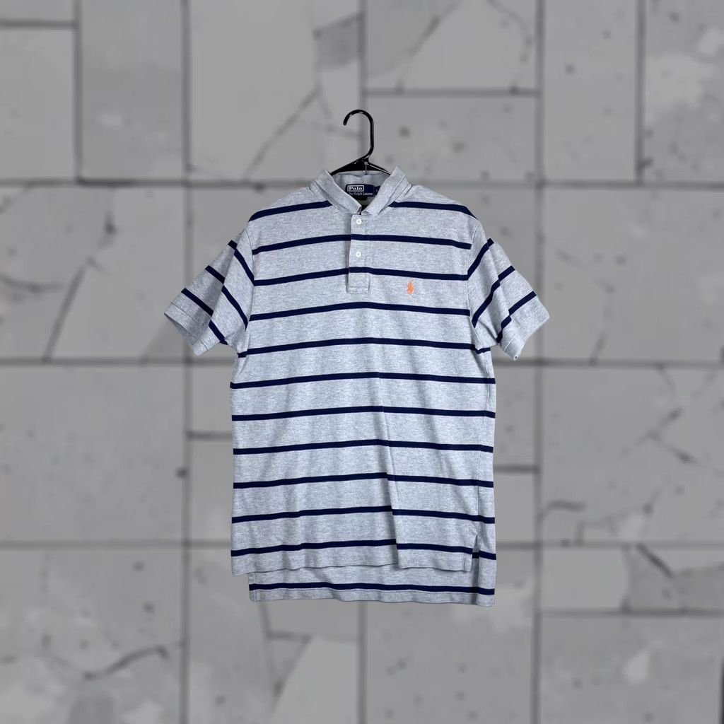 Polo Ralph Lauren Polo Ralph Lauren Polo Shirt Mens L Gray Stripe Knit Short Sleeve Embroidered Logo Pony Size US L / EU 52-54 / 3 - 1 Thumbnail