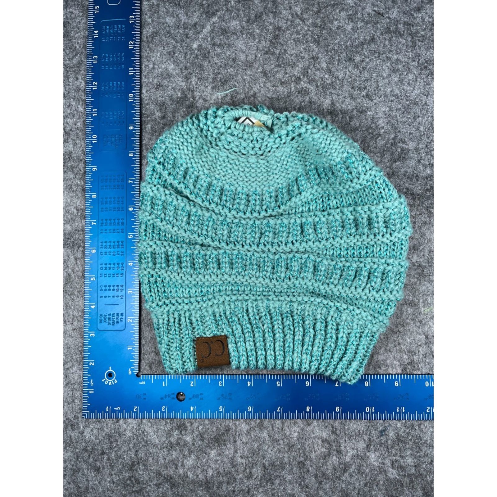 Vintage C.C Exclusive Beanie Women One Size Blue Knit Acrylic Sparkly Pony Tail Logo Hat Womens Size ONE SIZE - 6 Thumbnail