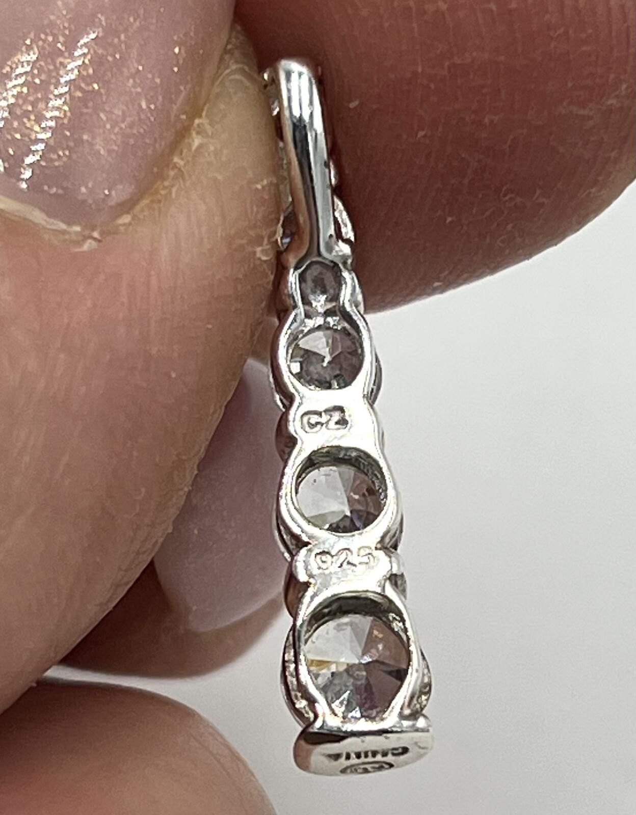 Other 925 CZ SU Sterling Silver 1.6g Cz Drop 1 Fine Pendant (only) Size ONE SIZE - 5 Thumbnail