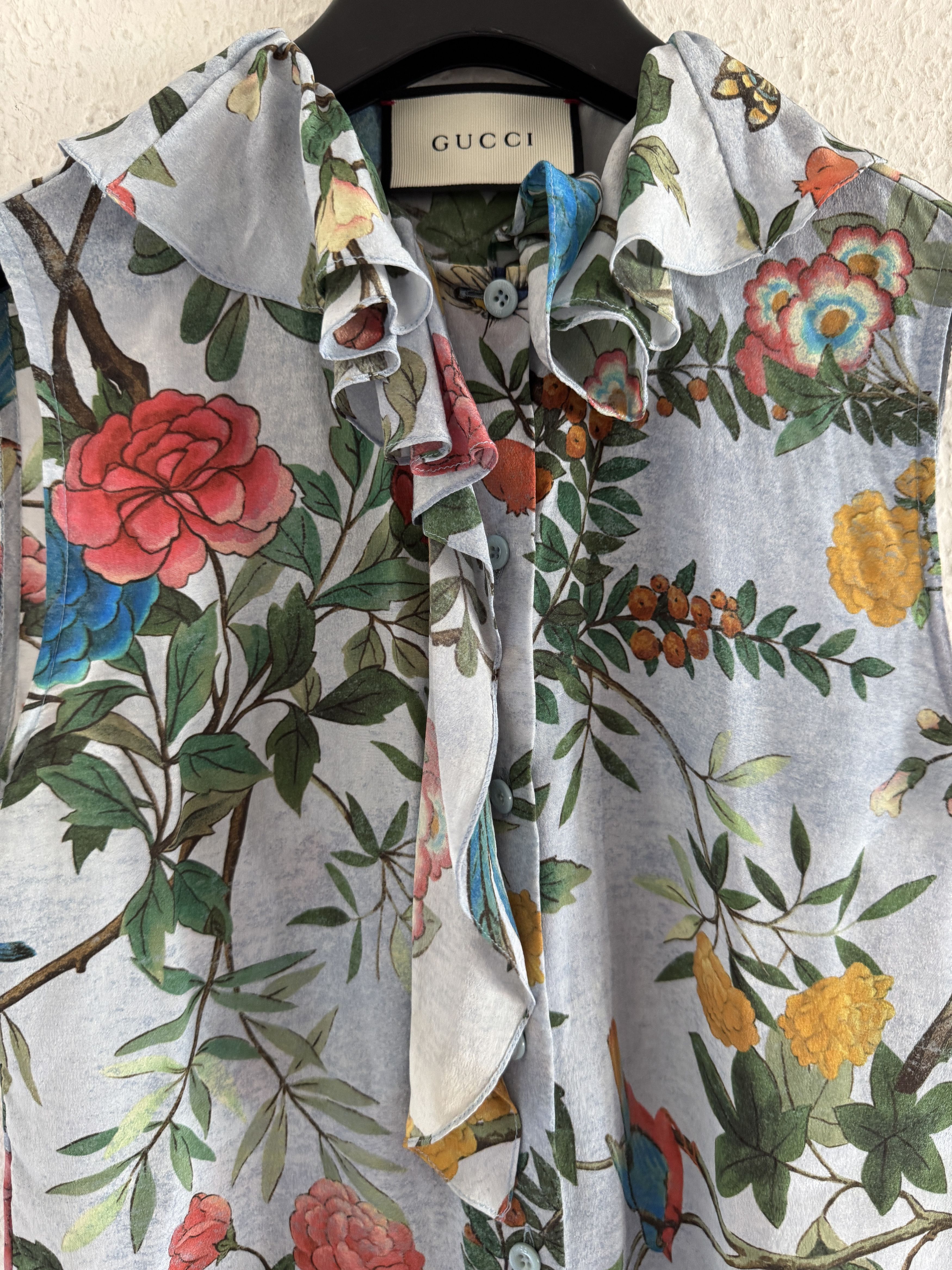 Gucci SAMPLE Floral Ruffle Silk Top Size S / US 4 / IT 40 - 6 Thumbnail