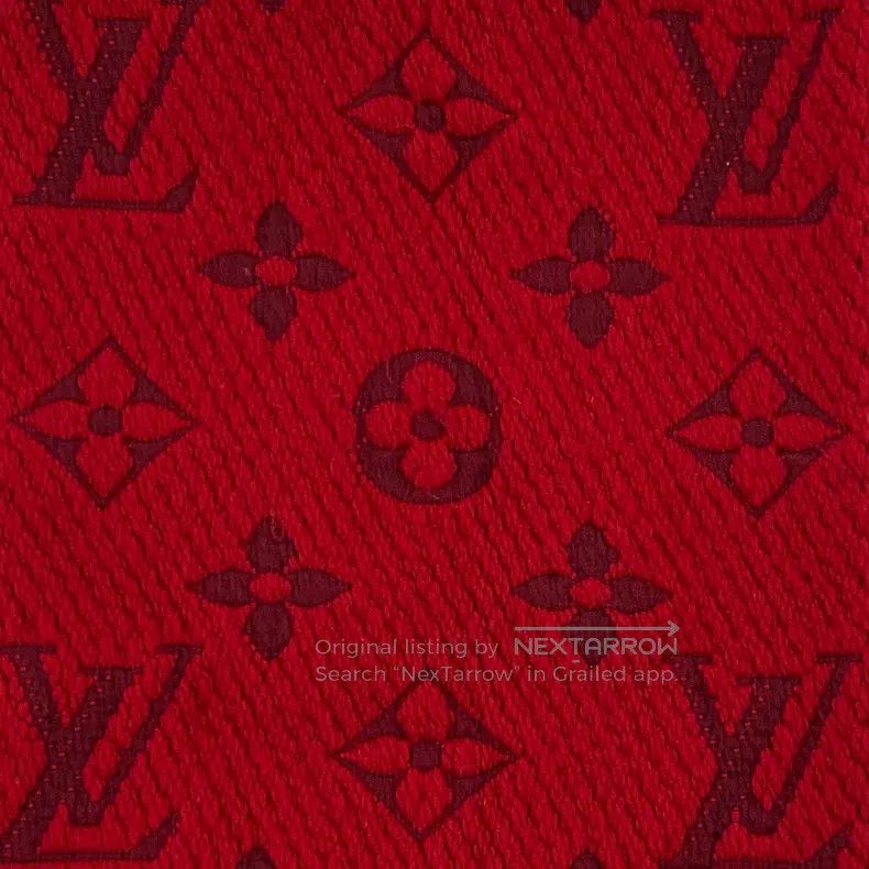 Other Louis Vuitton Red logo jacquard full print wool fringe sca Size ONE SIZE - 2 Thumbnail