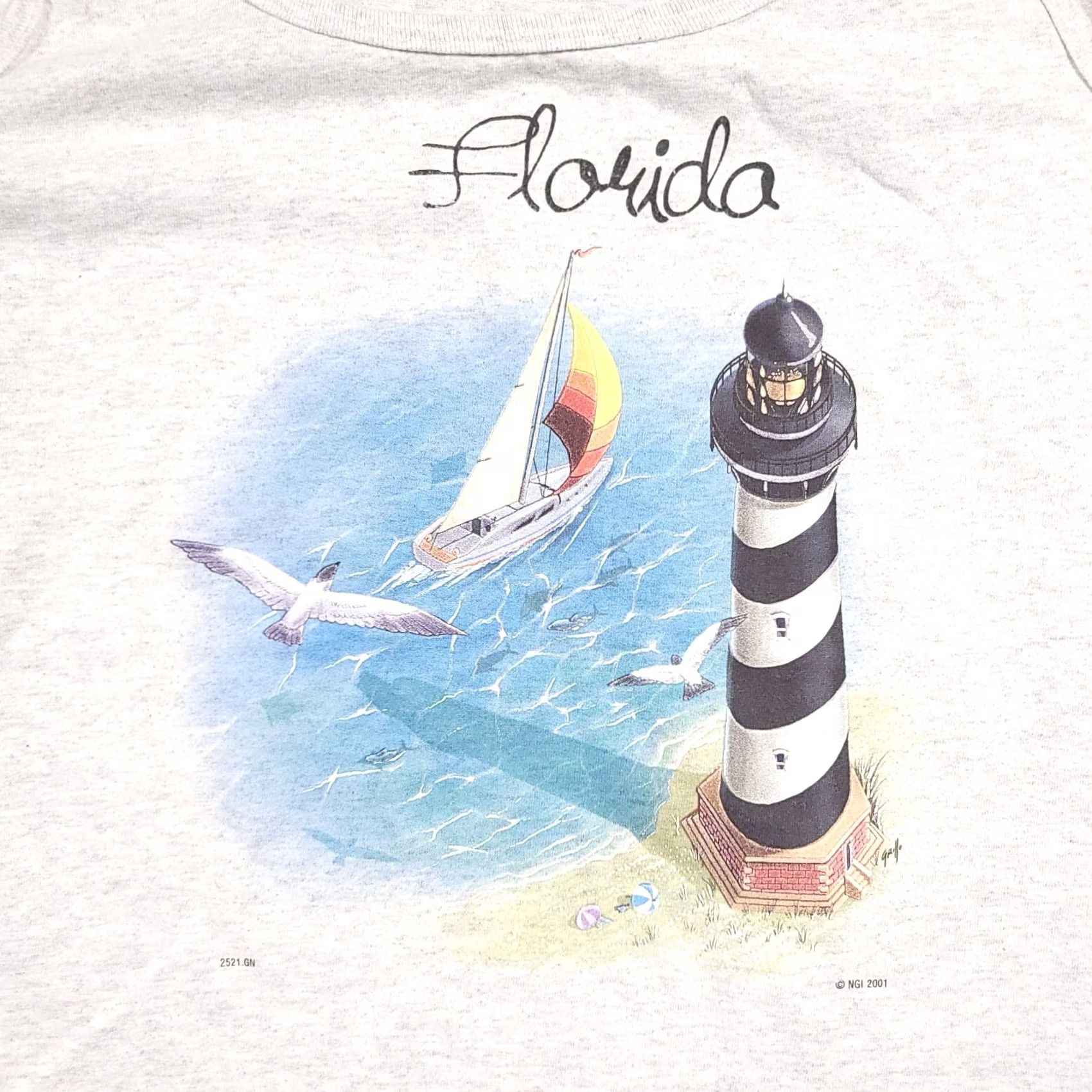 Anvil VINTAGE Y2K Nature Art Shirt Florida Mens XL Sleeveless Tank Lighthouse Beach USA Shirt Size XL / US 12-14 / IT 48-50 - 4 Thumbnail