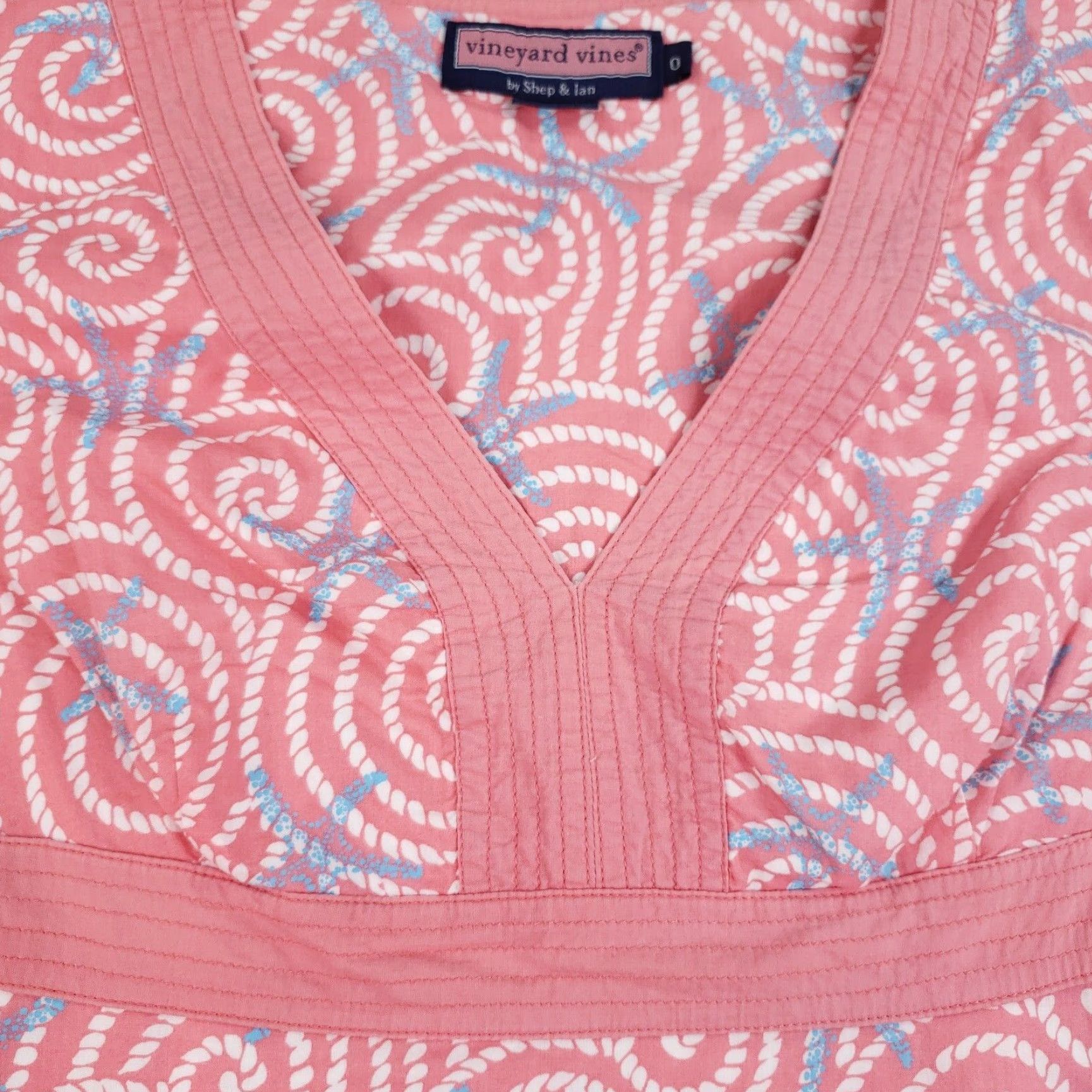 Vineyard Vines Vineyard Vines Shift Dress Womens 0 Pink Geometric Knit Lined 3/4 Sleeve V-Neck Knee Length Casual Dress Mens Womens Size XS / US 0-2 / IT 36-38 - 7 Thumbnail
