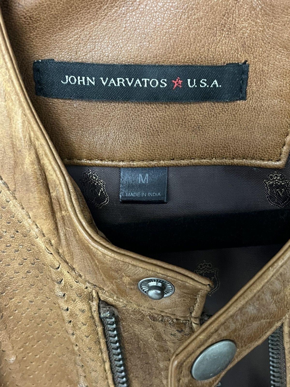 John Varvatos Laser cut leather racer jacket. Size medium Size US M / EU 48-50 / 2 - 10 Thumbnail