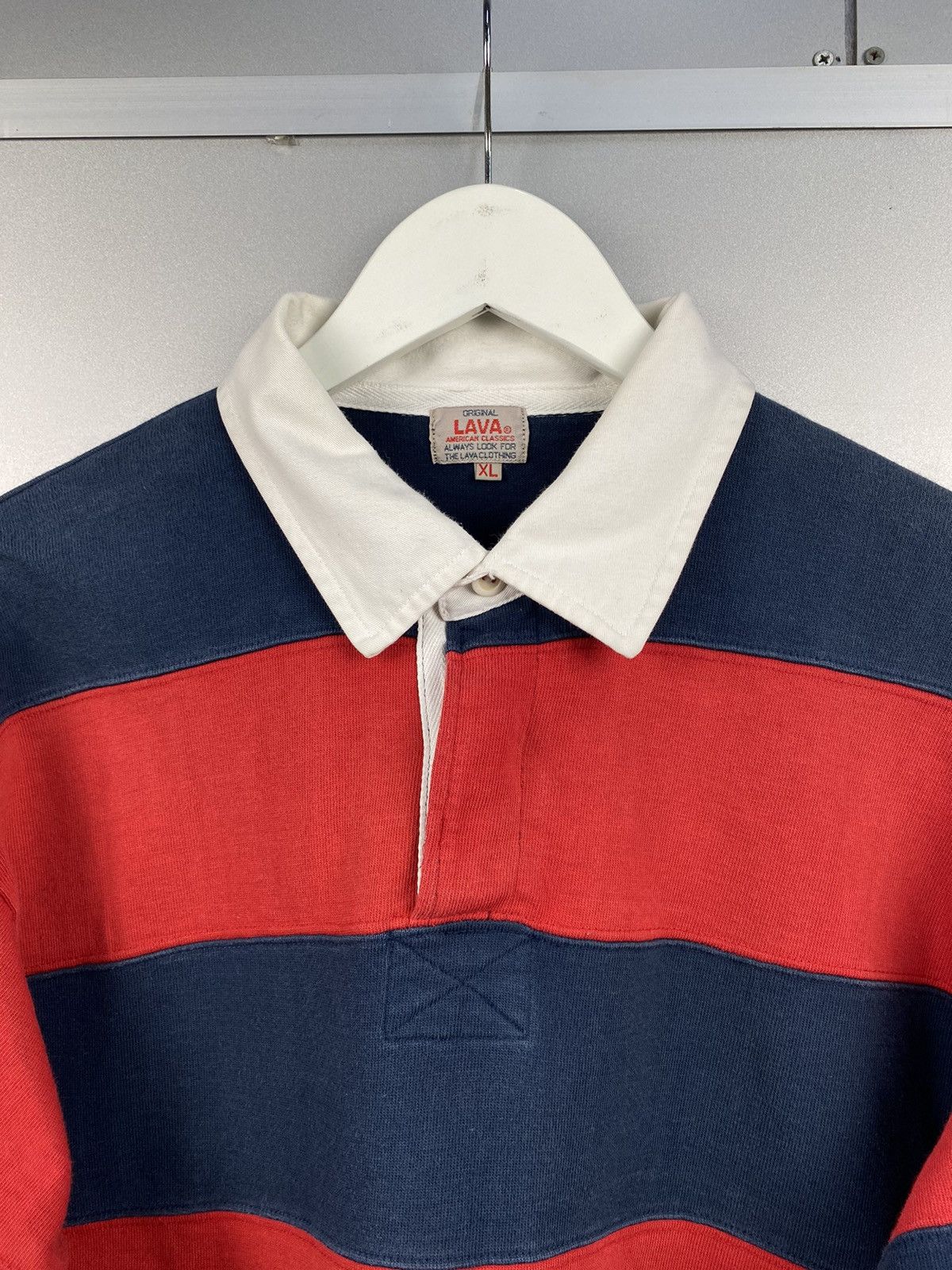 Japanese Brand × Vintage Vintage Striped Polo Rugby Shirt Size US L / EU 52-54 / 3 - 3 Thumbnail