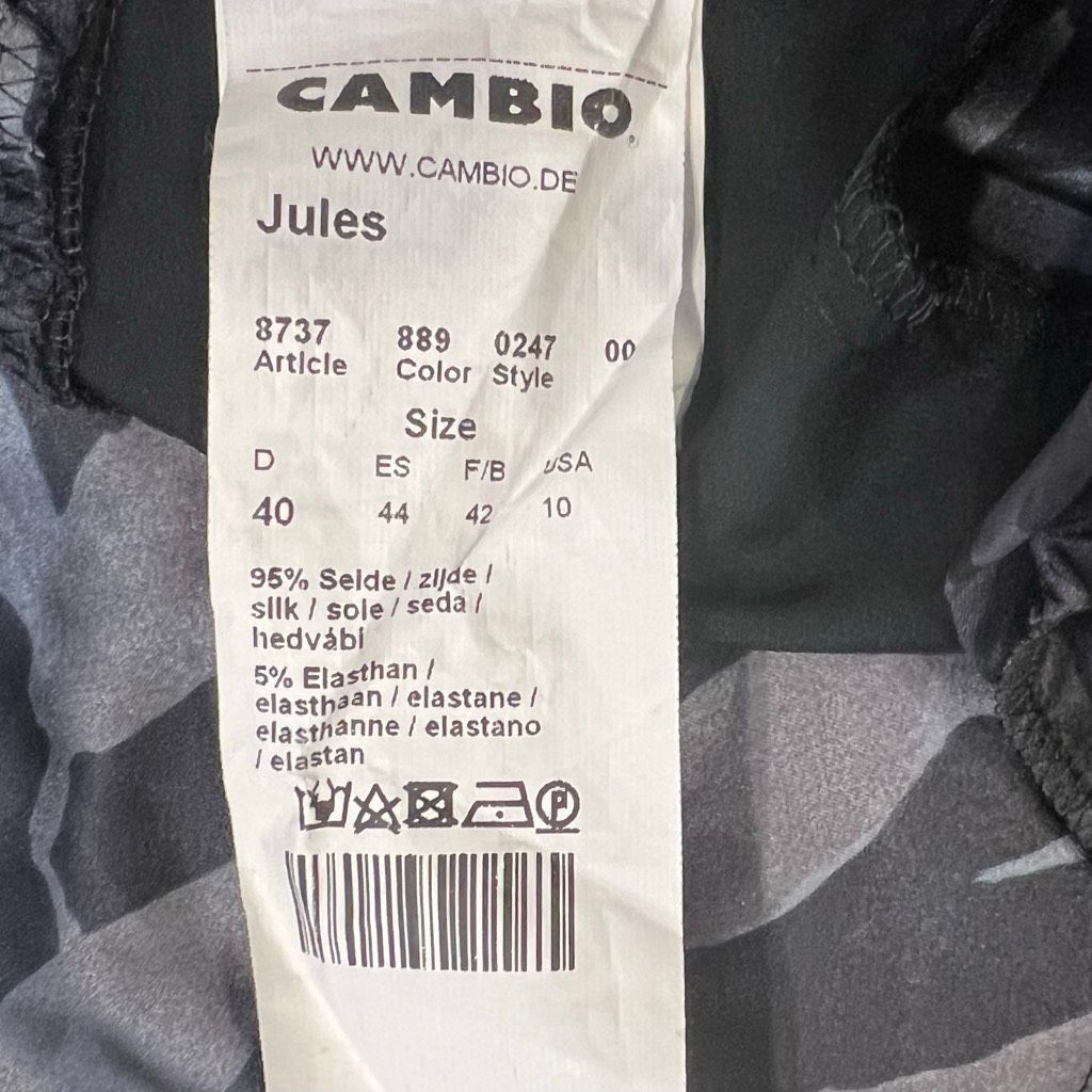 Casio Cambio, Blue Multi Silhouette Leaf Print Silk Blend Cargo Joggers, Women’s 10 Size 32" / US 10 / IT 46 - 7 Thumbnail
