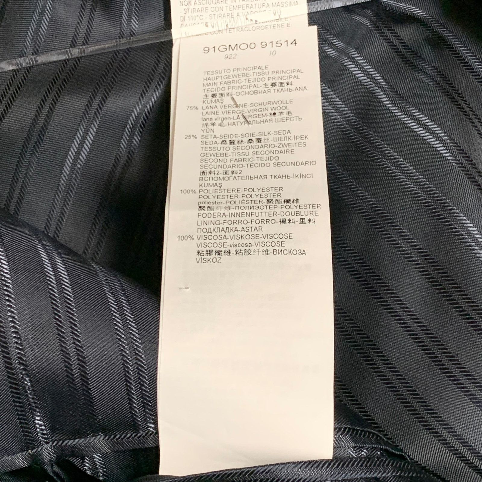 Emporio Armani EMPORIO ARMANI Navy Black Textured Wool Silk Sport Coat Size 40R - 11 Thumbnail