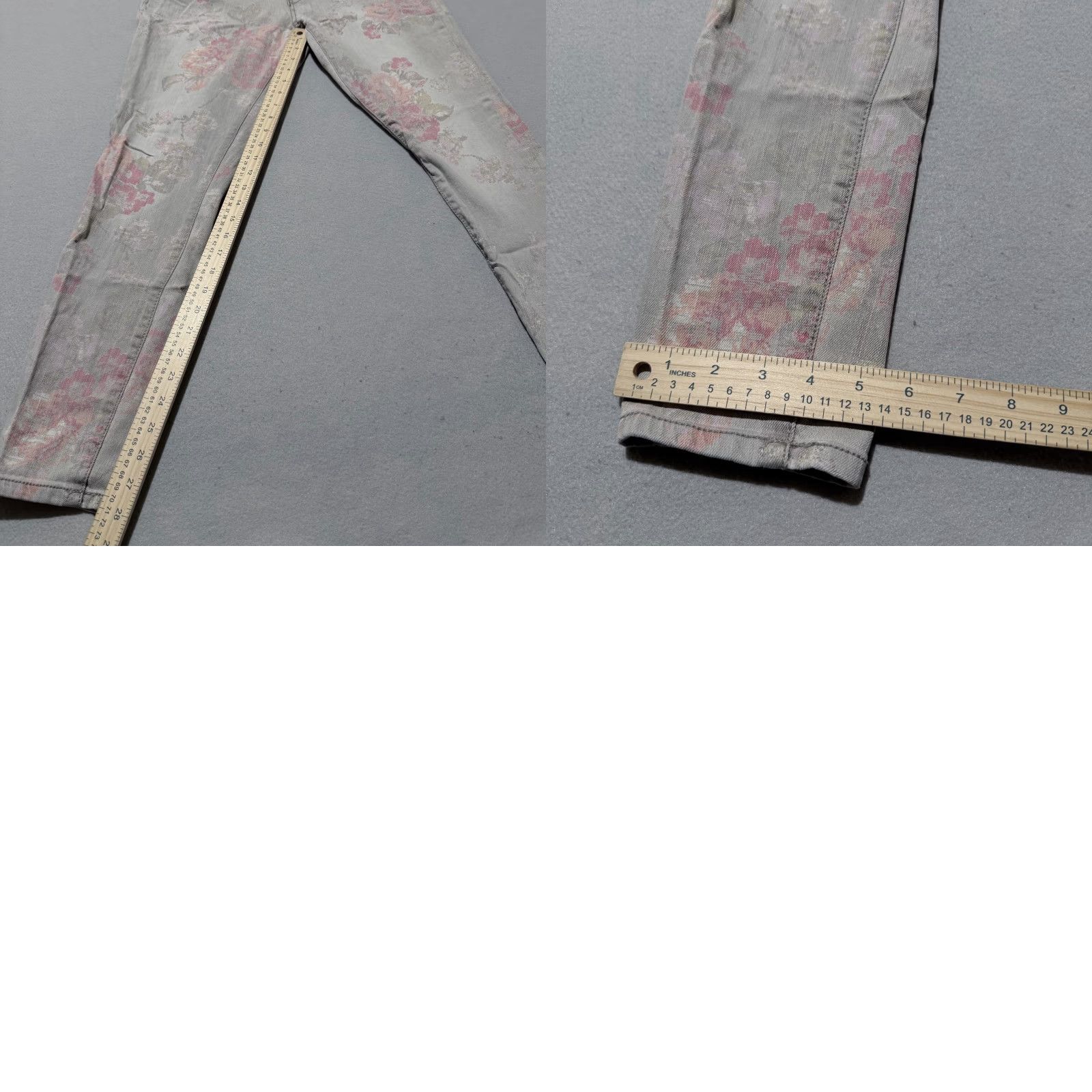 Mossimo Mossimo Jeans Women’s Gray Floral Denim Stretch Mid Rise Skinny Zip Fly - 13 Size 34" / US 12 / IT 48 - 9 Thumbnail