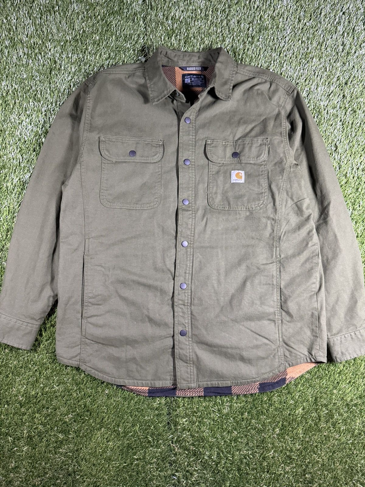 Carhartt Vintage Y2k Olive Green Blanket Lined Carhartt Chore Jacket Size US L / EU 52-54 / 3 - 1 Thumbnail