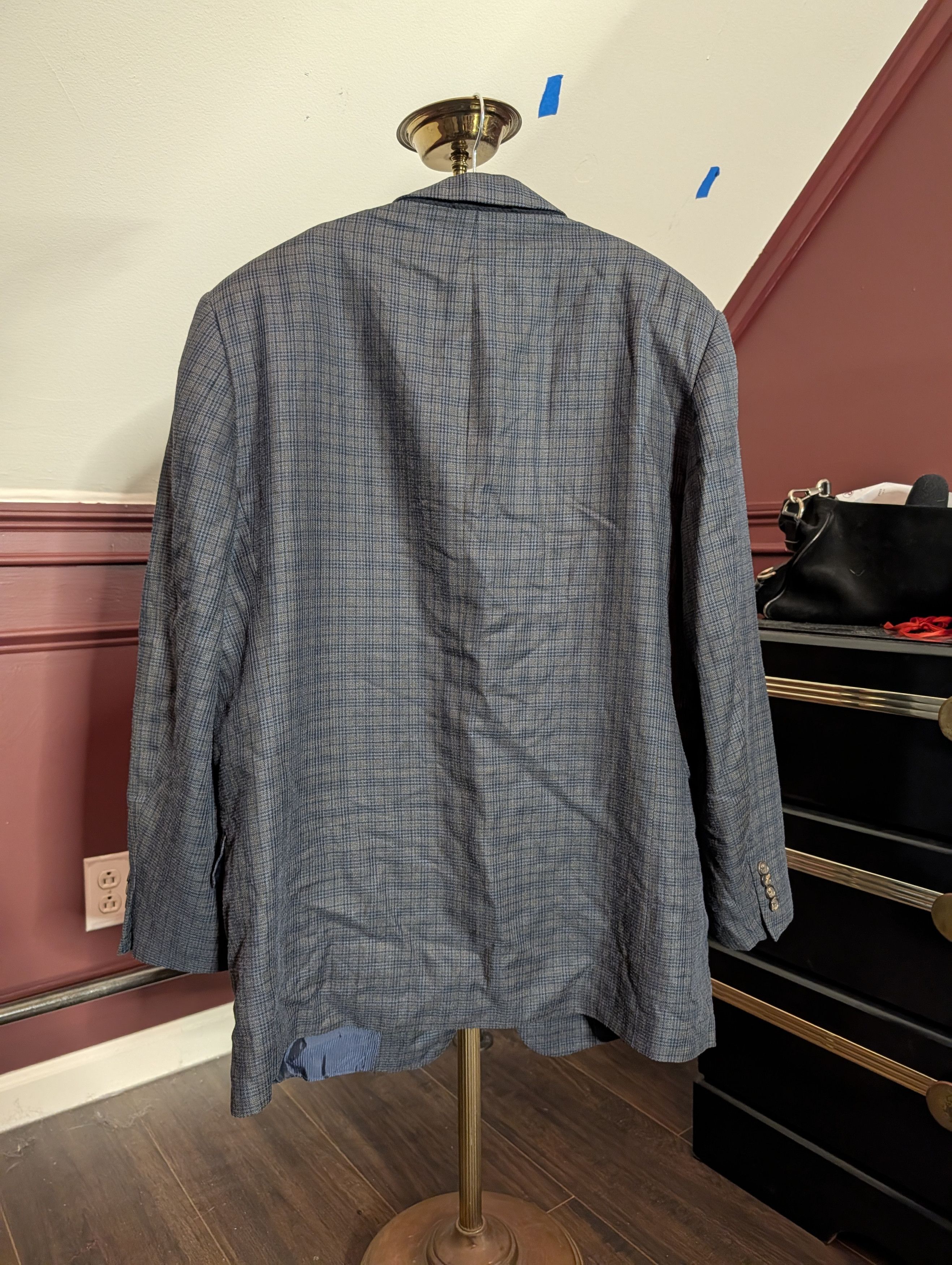 Pal Zileri SILK Green Blue plaid patterned made in Italy sport coat Size 42R - 6 Thumbnail
