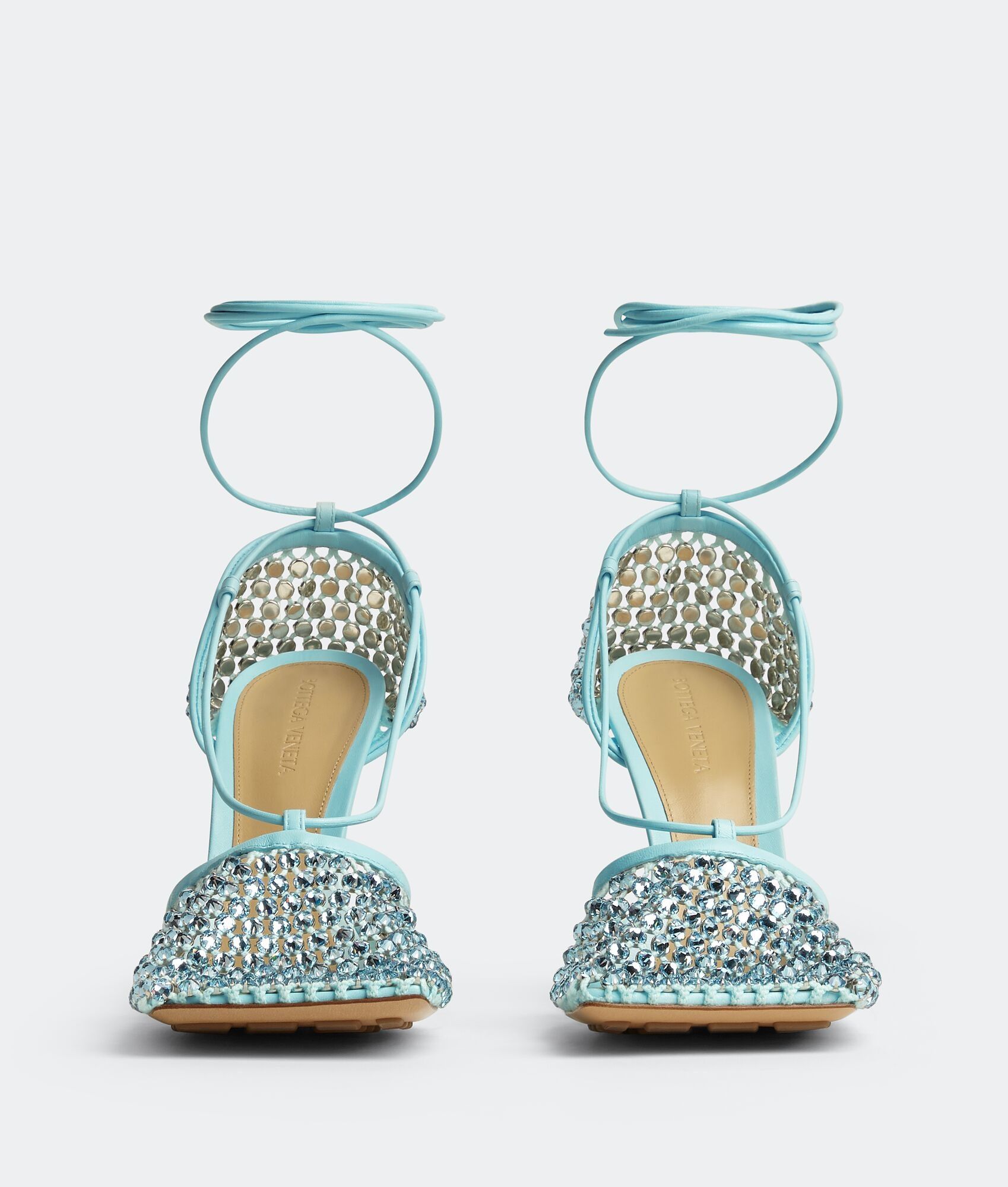 Bottega Veneta o1bcso1str0425 Stretch Lace-Up Sandals in Light Blue Size US 10.5 / IT 40.5 - 2 Thumbnail