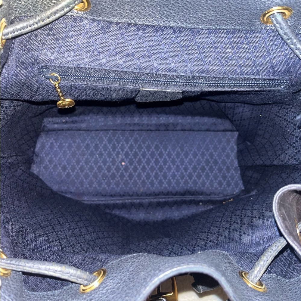 Gucci Bamboo Black/Navy Blue Suede/Leather Backpack