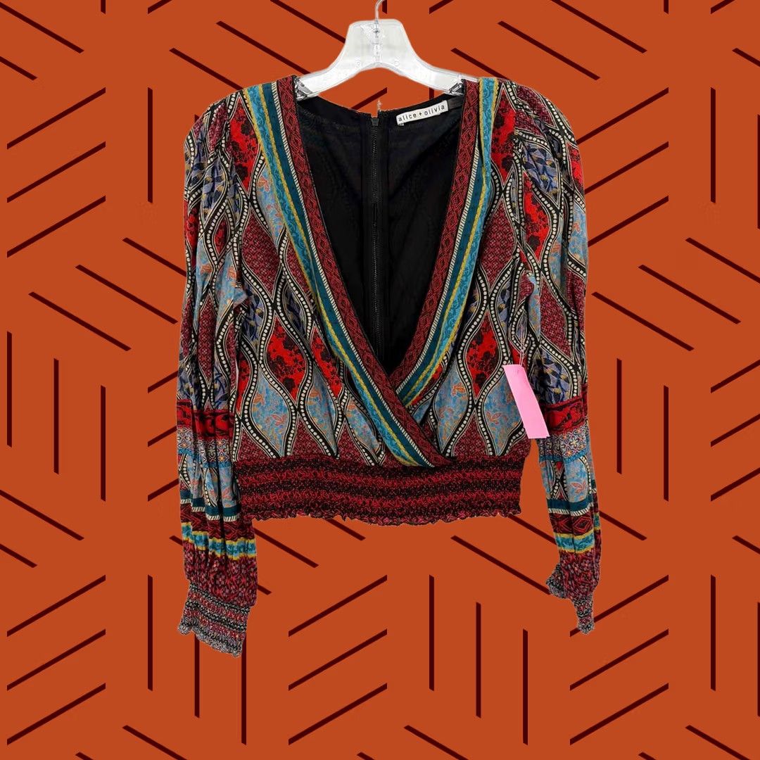 Alice + Olivia VINTAGE Pre-Owned Alice + Olivia Red Size Small Long Sleeve Blouse Size S / US 4 / IT 40 - 1 Thumbnail