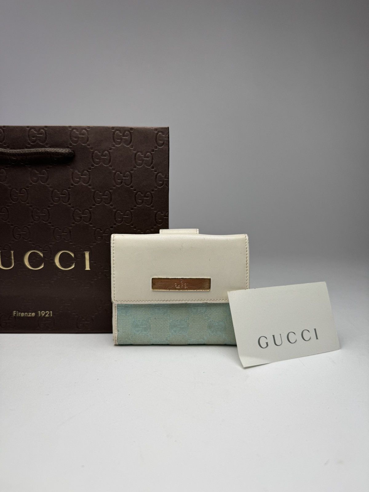 Gucci Vintage Gucci Monogram Wallet Blue/white Size ONE SIZE - 2 Thumbnail