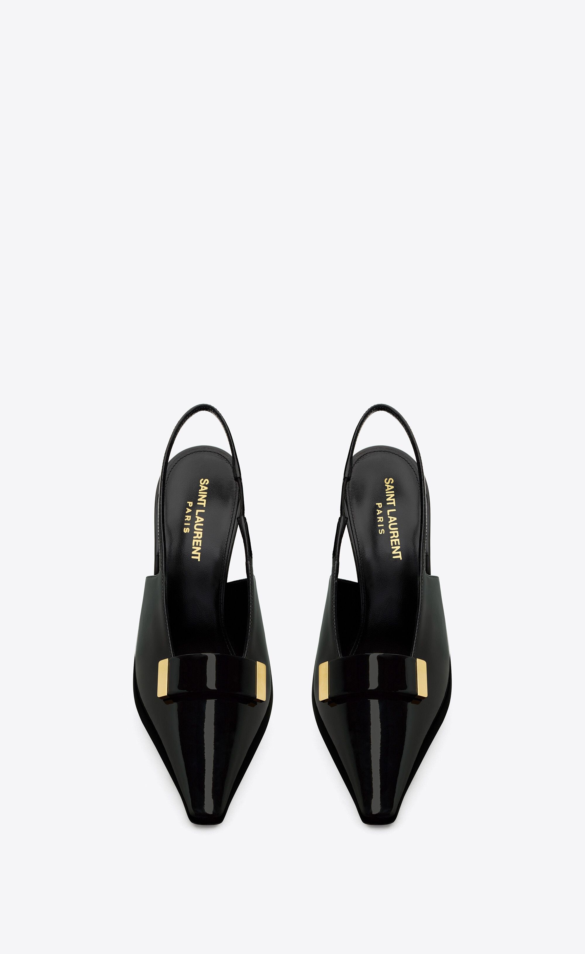 Saint Laurent Paris oc11z1125 Madame Slingback Pumps in Patent Leather in Black Size US 10.5 / IT 40.5 - 2 Thumbnail