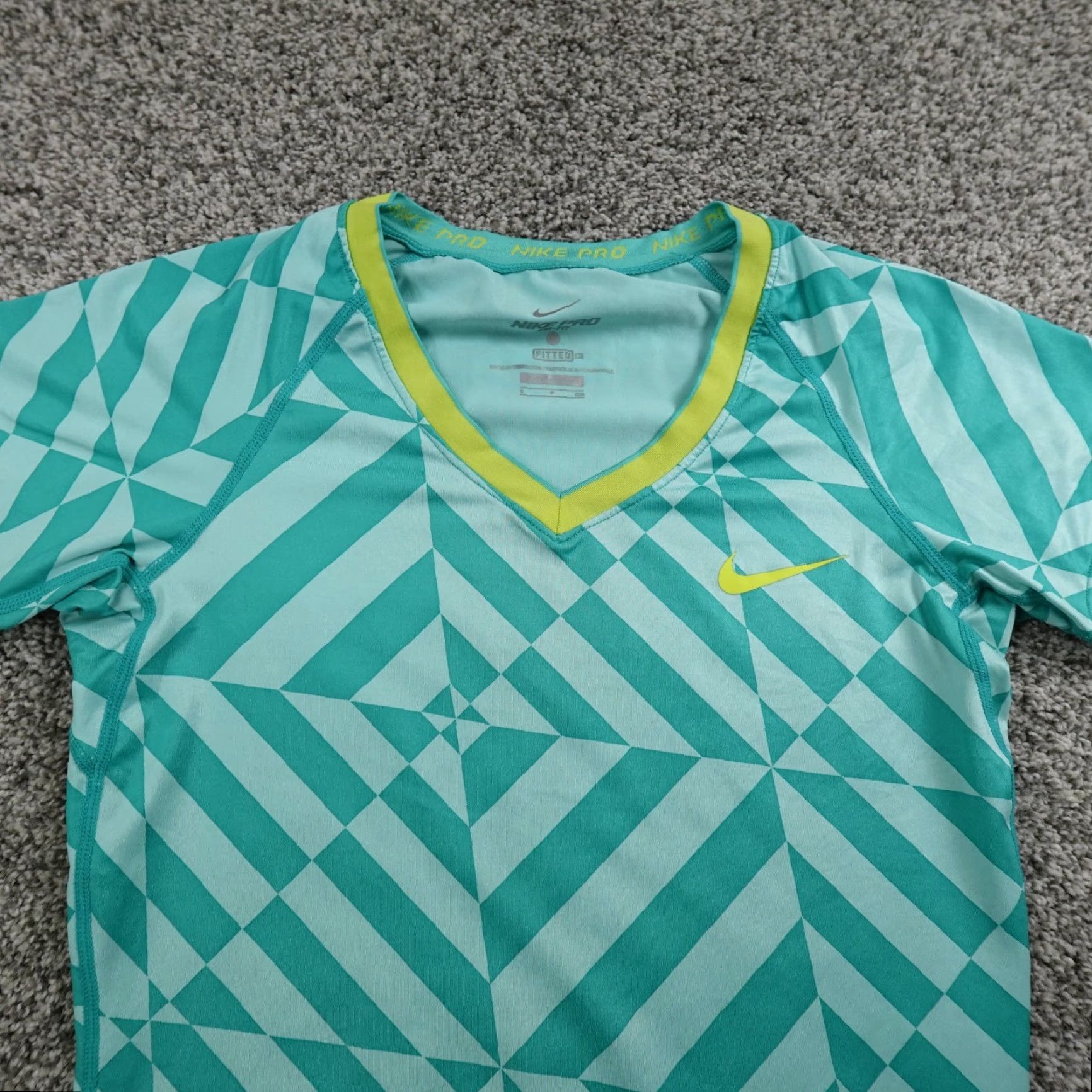 Nike Nike Pro T-Shirt Women S Blue Green Fitted Dri-Fit Swoosh Gym Stretch Performance Activewear Shirt Womens Size S / US 4 / IT 40 - 4 Thumbnail
