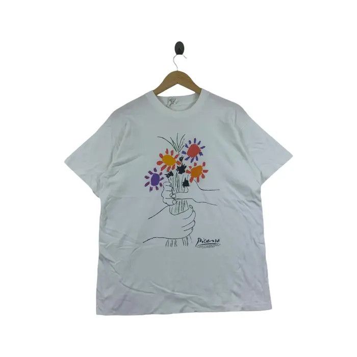 Vintage Vintage 1988 PICASSO BOUQUET OF PEACE Painting Tee Shirt Size L / US 10 / IT 46 - 1 Thumbnail