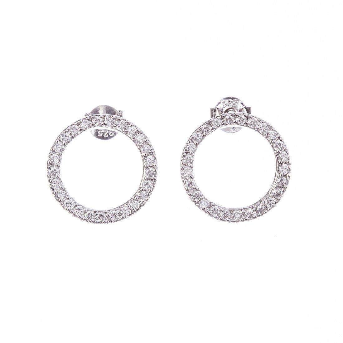 Designer Sterling Silver Circle Eternity Cubic Zirconia Earrings Size ONE SIZE - 1 Thumbnail