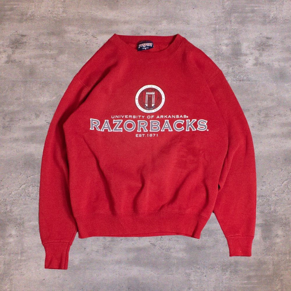 Jansport × Vintage Vintage 1990's Arkansas Razorback Burgundy Crew Neck Sweater Size US M / EU 48-50 / 2 - 1 Thumbnail