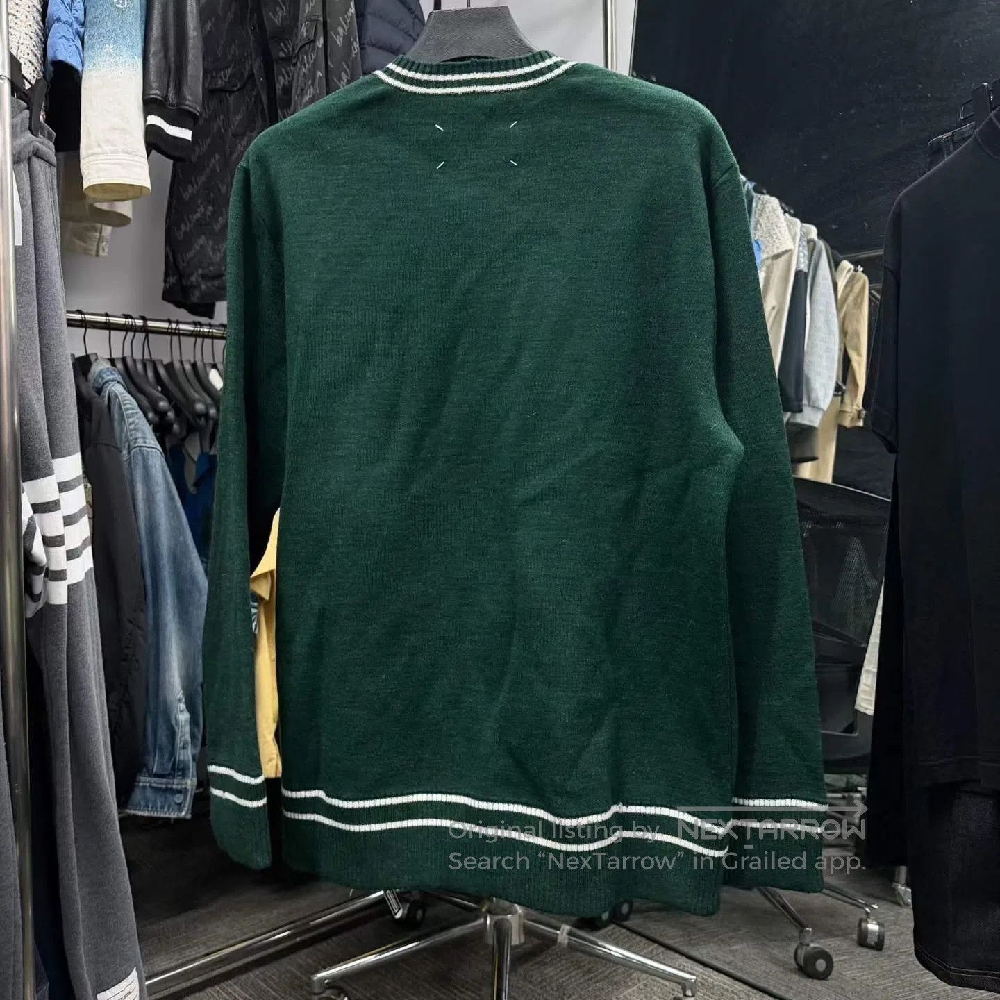 Maison Margiela Maison Margiela Preppy V-Neck Green Destroyed Knit Sweater Size S / US 4 / IT 40 - 2 Thumbnail