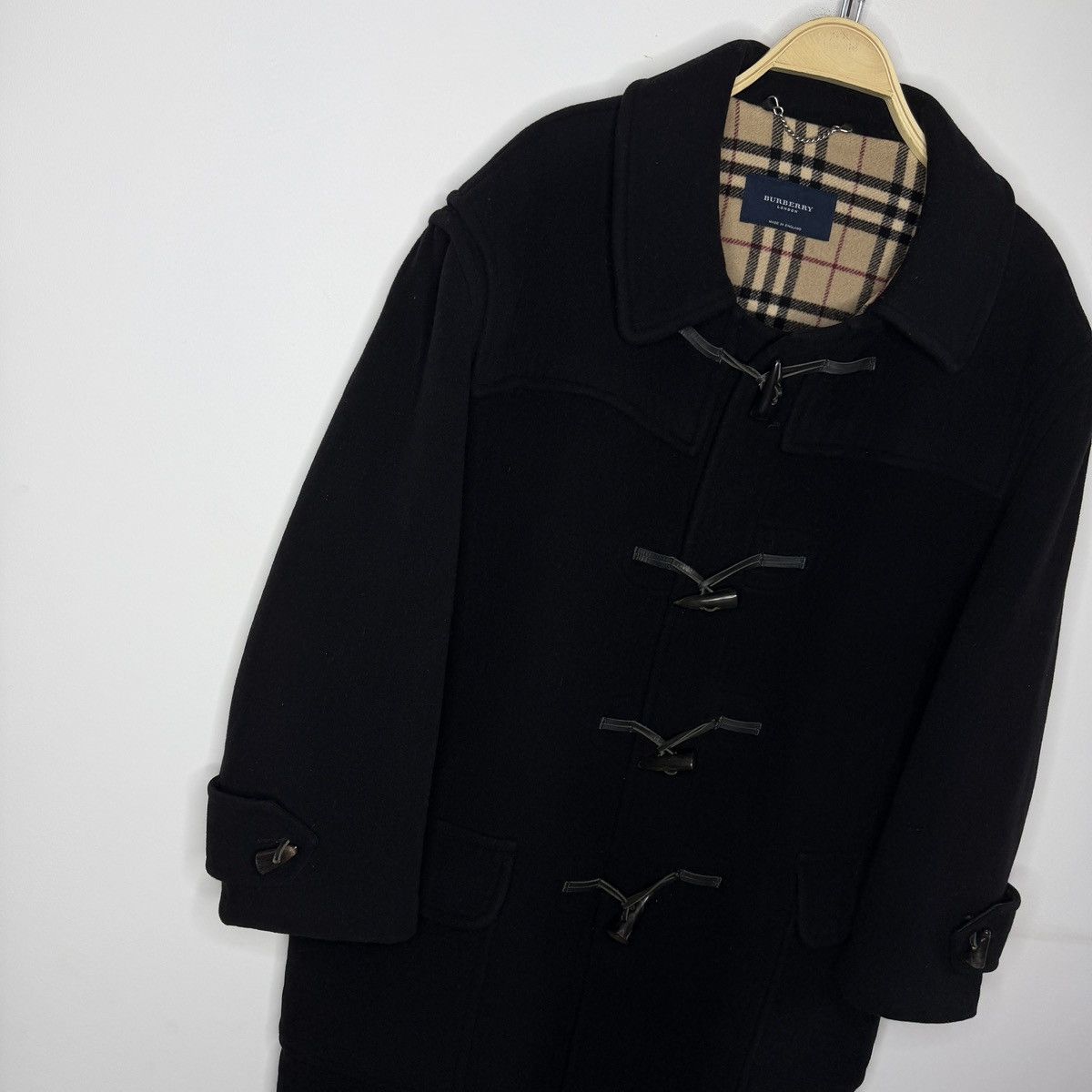 Burberry Burberry Duffle Black Wool Heavy Coat Nova Check Size US XL / EU 56 / 4 - 4 Thumbnail