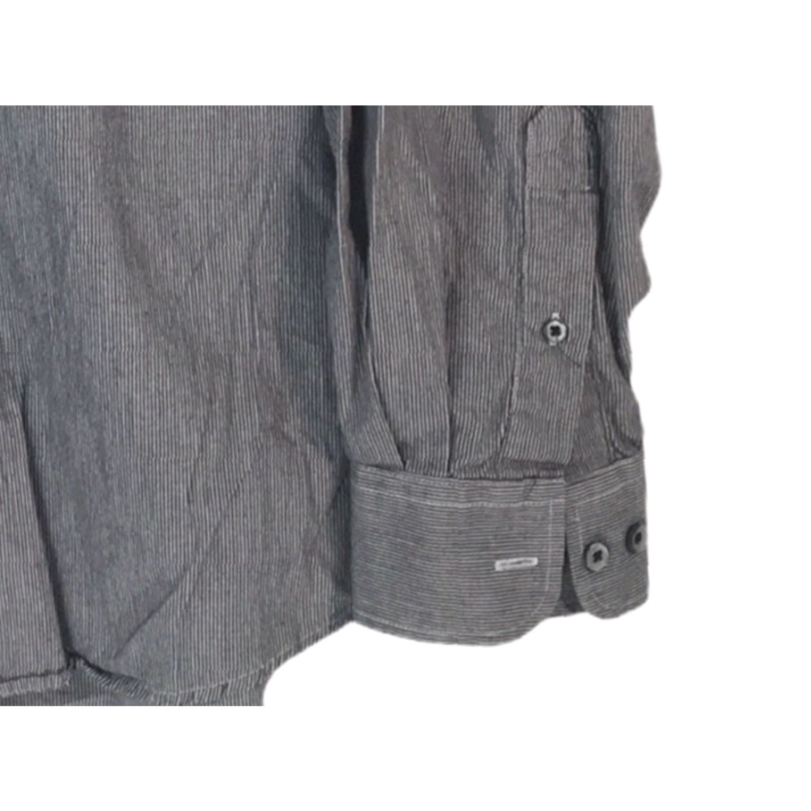 Vintage Textures By Natural Issue Mens Button Front Shirt Black Stripe Long Sleeve XL Size US XL / EU 56 / 4 - 3 Thumbnail