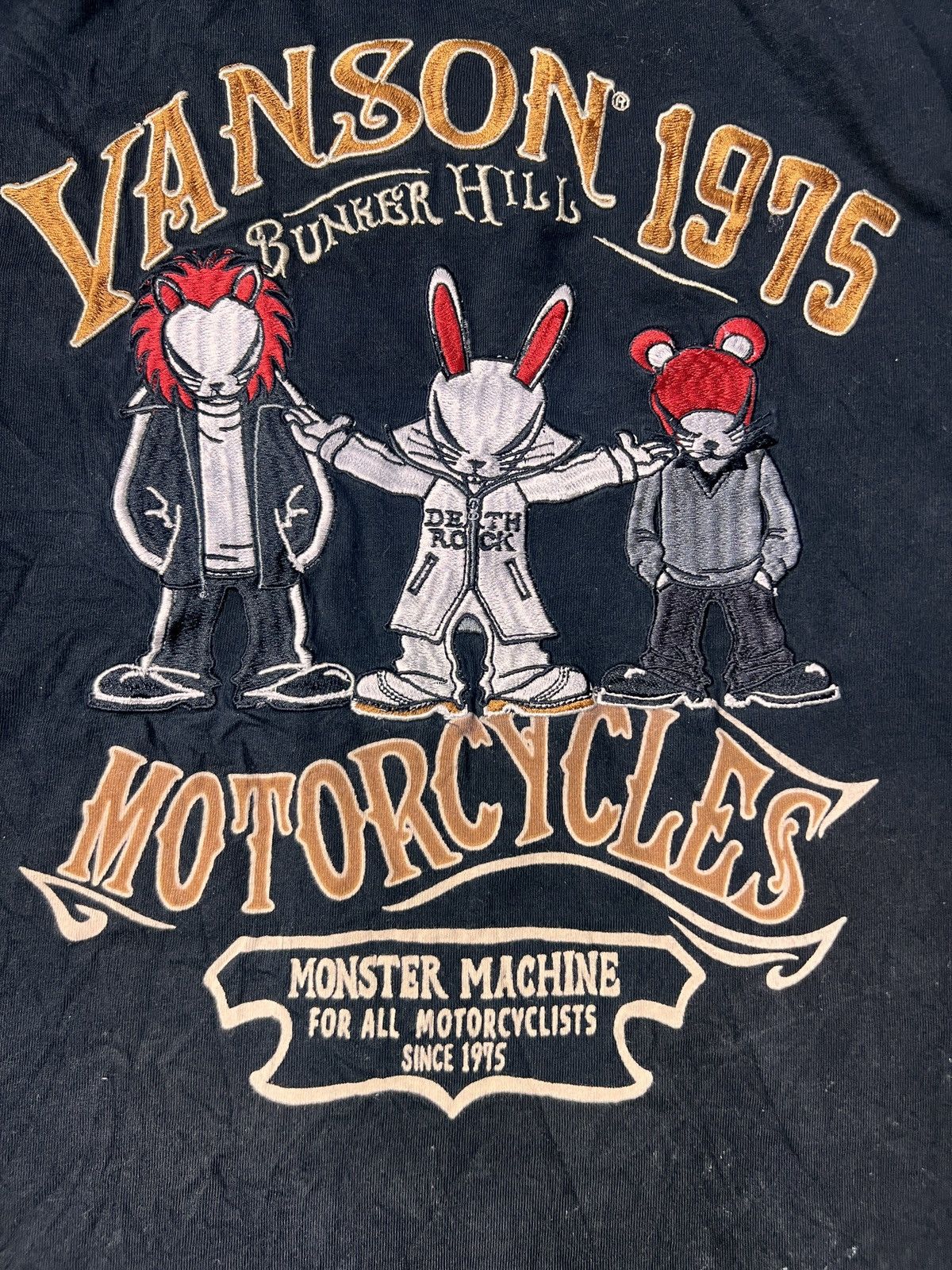 Vanson Leathers Vanson Death Rabbit Embroided Ls Tshirt Size US XL / EU 56 / 4 - 4 Thumbnail