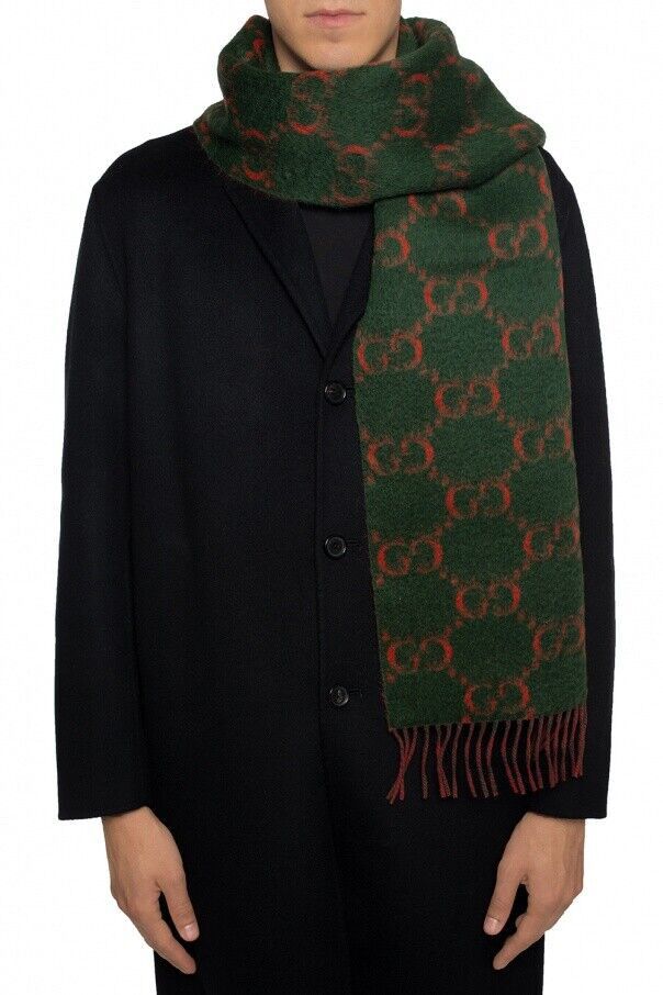 Gucci Rust Supreme GG Monogram Alpaca Wool Scarf Gucci