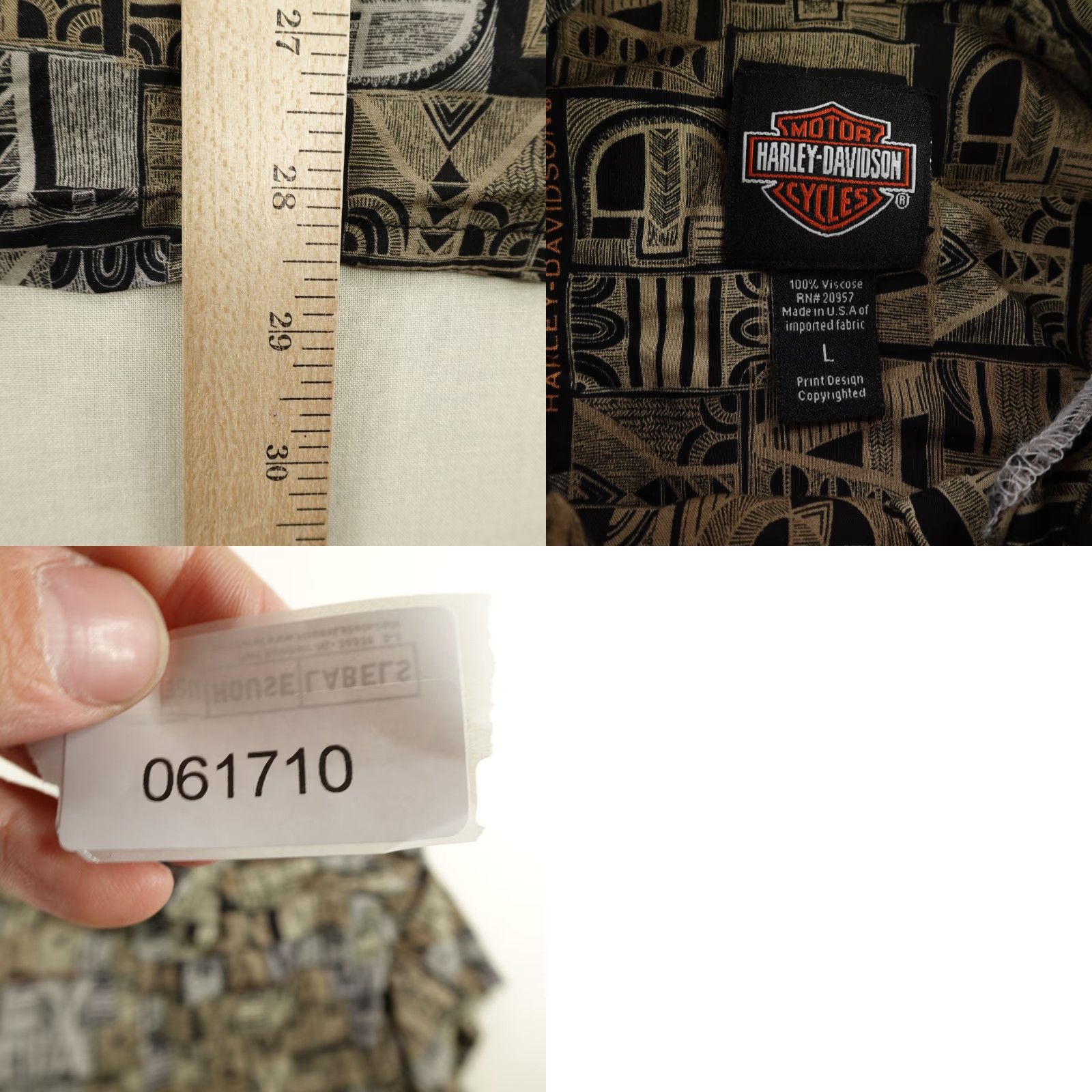 Harley Davidson VINTAGE Harley-Davidson Shirt Mens Large Short Sleeve Button Up Motorcycle Biker USA Retro Geometric 90s Size US L / EU 52-54 / 3 - 8 Thumbnail