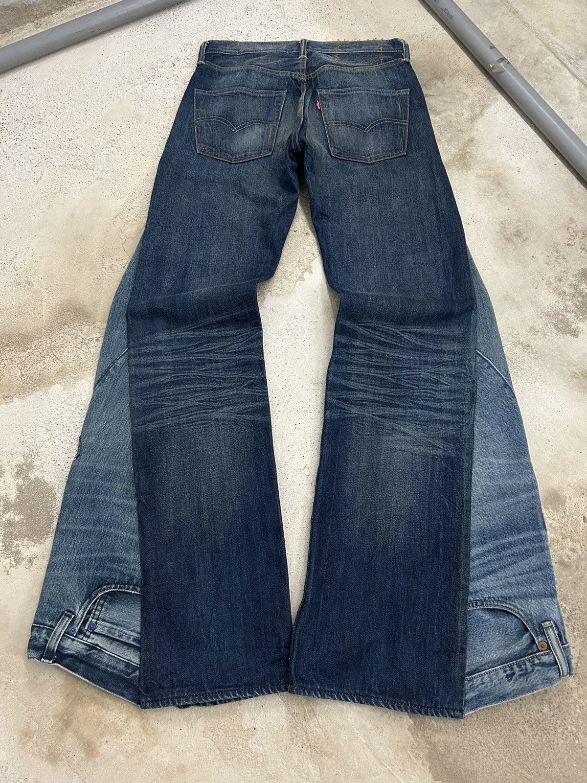 Levi's Levis Upcycled Custom Y2k Wide Leg Jeans Flared Size US 29 - 2 Thumbnail