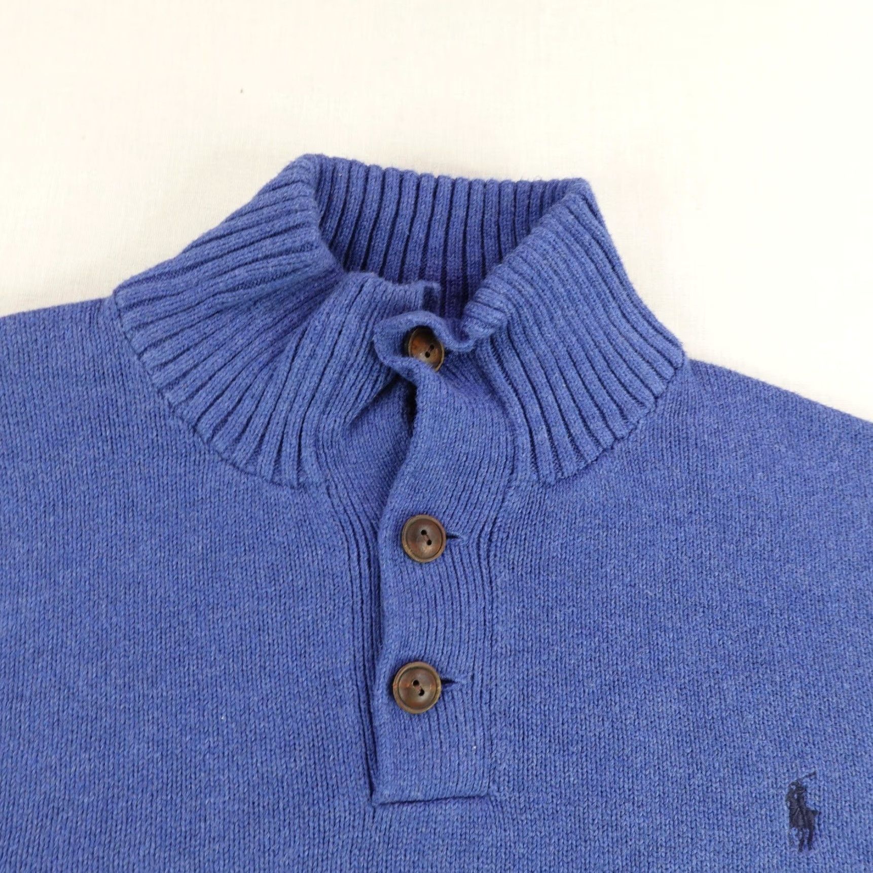 Polo Ralph Lauren VINTAGE Polo Ralph Lauren Sweater Men XL Blue Knit Pullover Mock Neck 1/4 Button Pony Logo Casual Size US XL / EU 56 / 4 - 2 Thumbnail