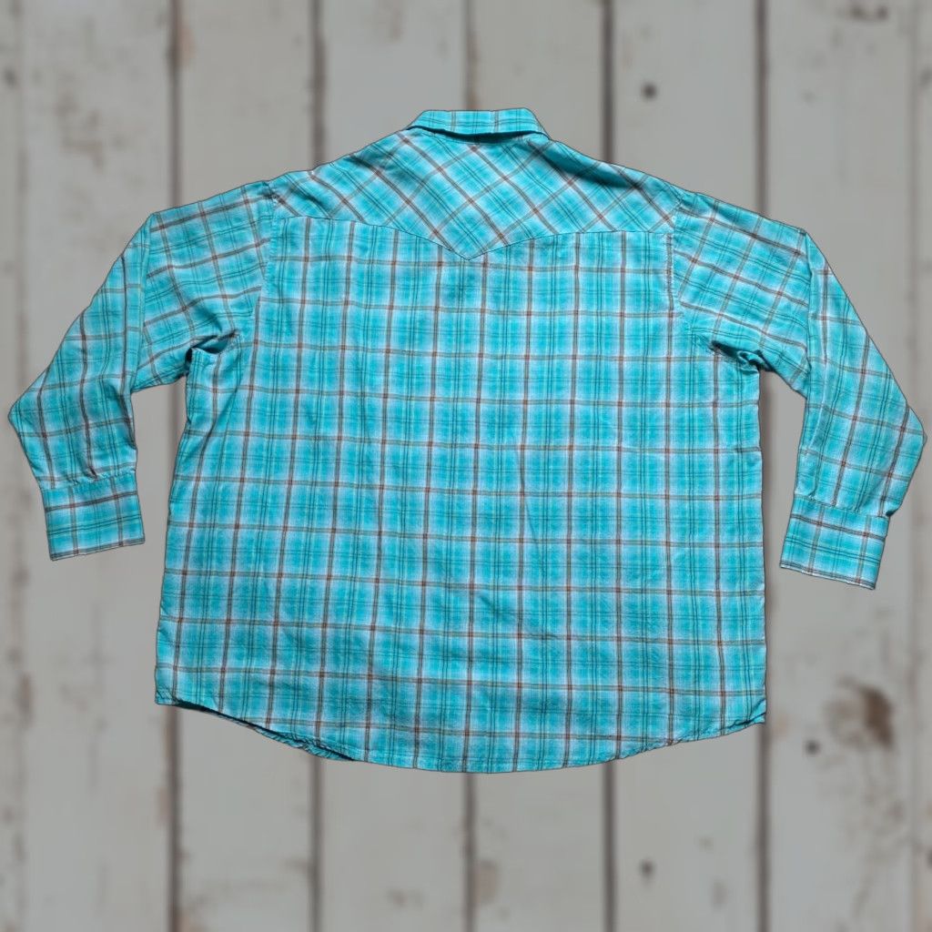 Wrangler VINTAGE Wrangler Button-Up Shirt Plaid Long Sleeve 2XL Blue Men’s Casual Western Size US XXL / EU 58 / 5 - 1 Thumbnail