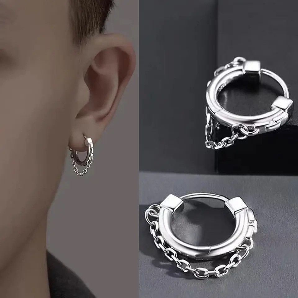 Jewelry × Vintage Minimalist Silver Plated Chain Earrings Size ONE SIZE - 1 Thumbnail