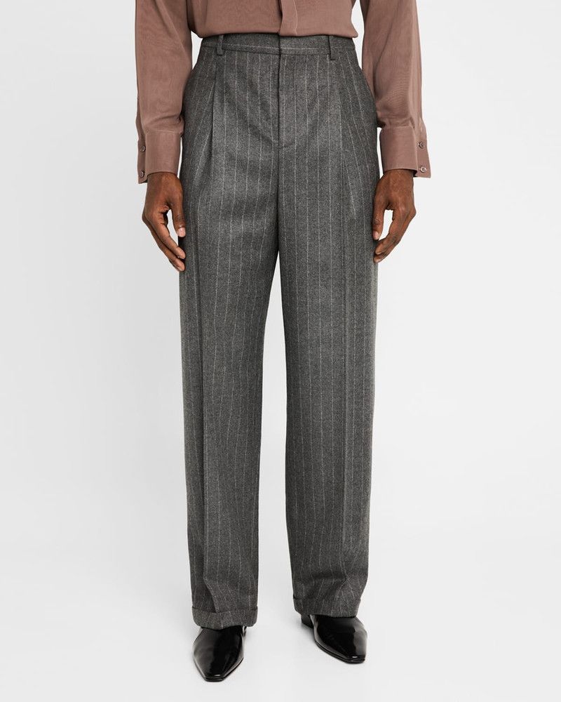 Saint Laurent Paris oc11z0126 796137 90'S Pants in Striped Wool and Cashmere Size US 34 / EU 50 - 4 Thumbnail
