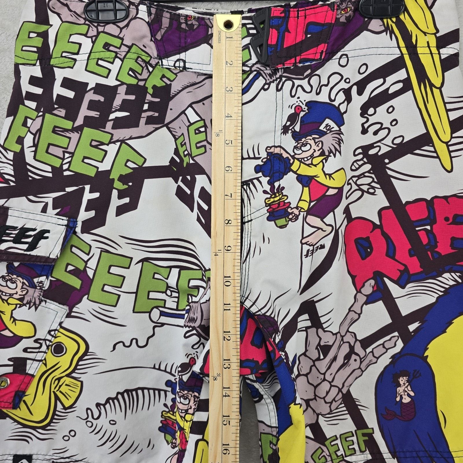 REEF Vtg Reef Board Shorts 32 AOP Had Hatter Skulls Y2K Surf Size US 32 / EU 48 - 10 Thumbnail