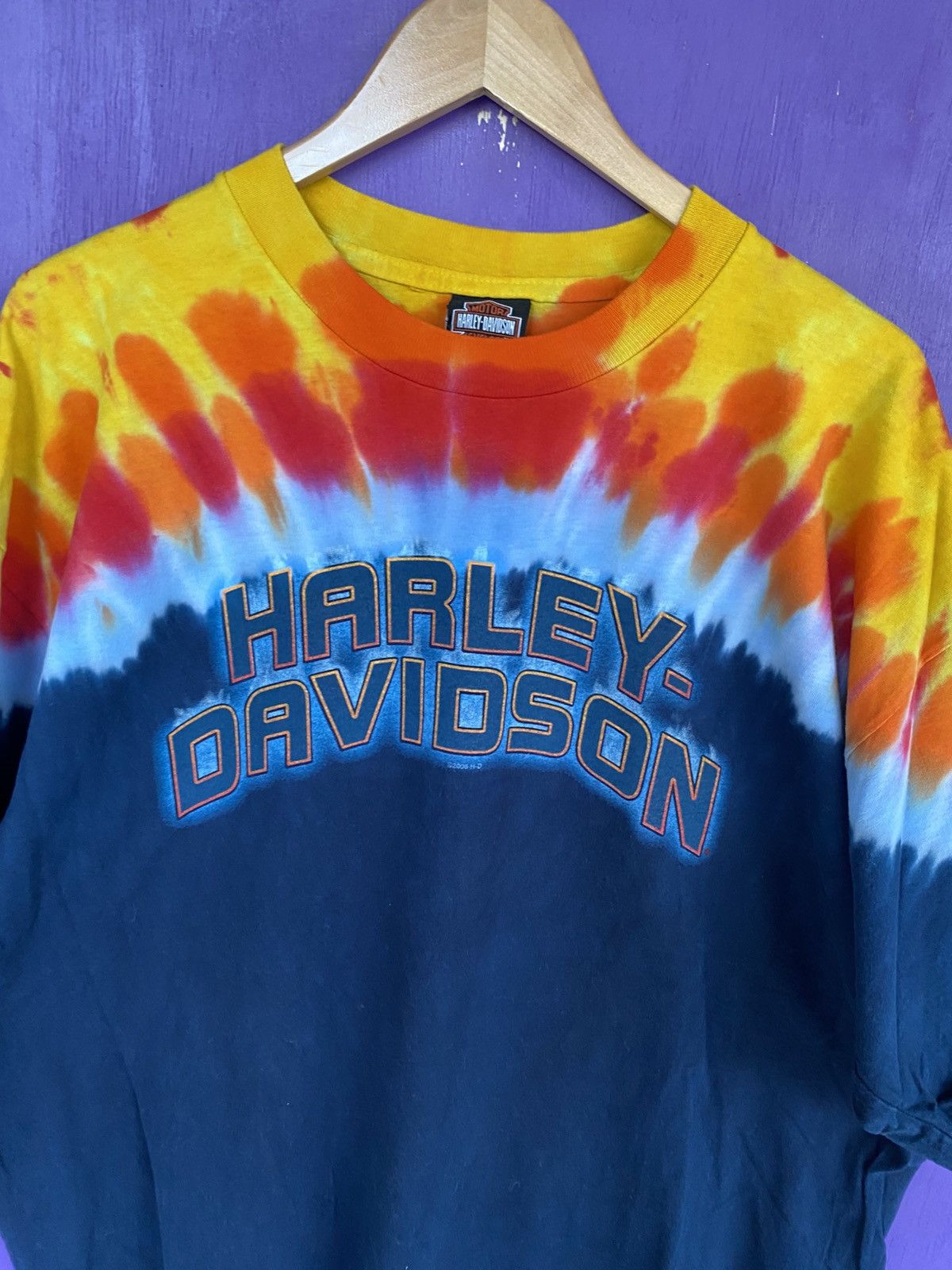 Harley Davidson Vintage 90s Harley Davidson tie dye logo t-shirt Size US XL / EU 56 / 4 - 3 Thumbnail