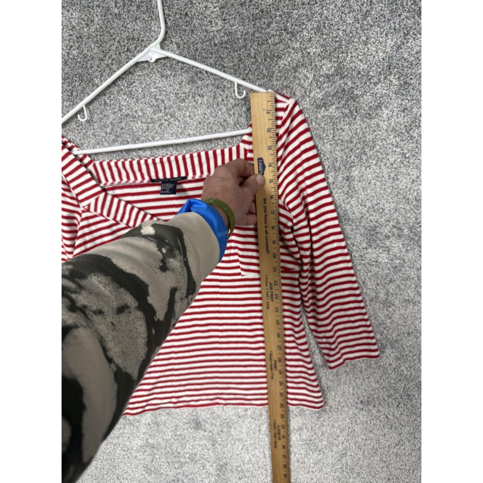 Boston Proper VINTAGE Boston Proper Shirt S Red White Striped 3/4 Sleeve V-Neck Womens - Nautical Preppy Lightweight Knit Top Size S / US 4 / IT 40 - 2 Thumbnail