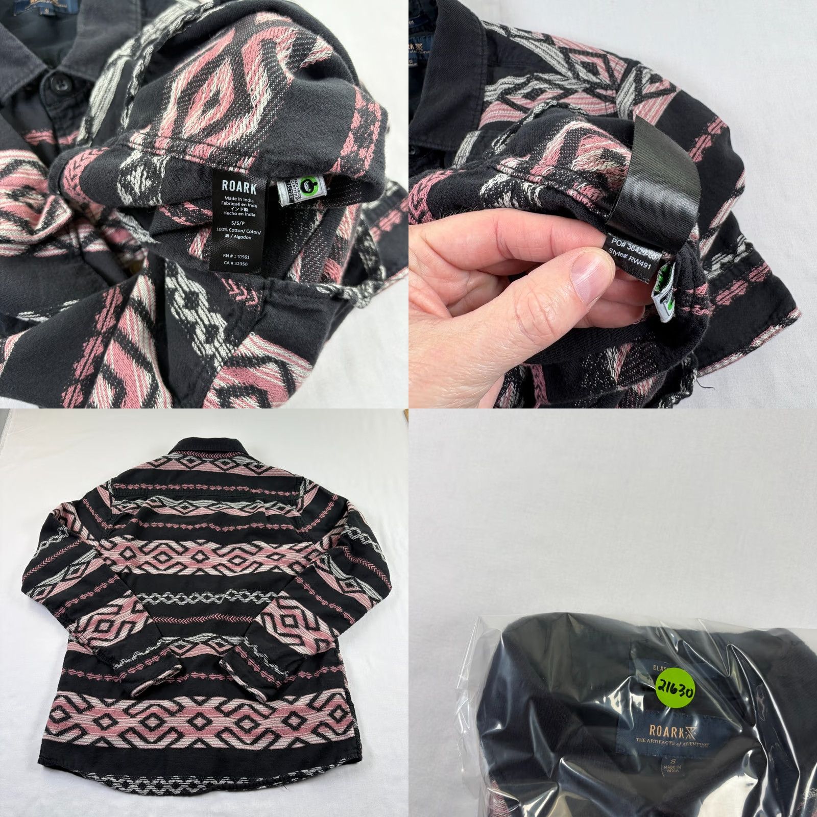 Roark VINTAGE Roark Shirt Mens Small Noardsman Flannel Black Pink Aztec Button Up Size US S / EU 44-46 / 1 - 8 Thumbnail
