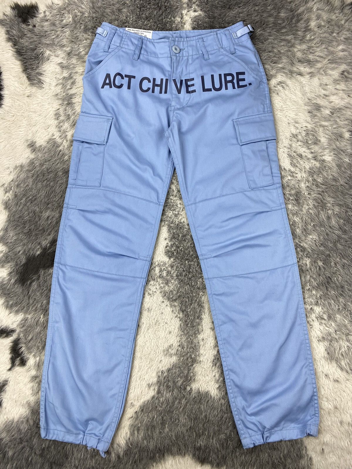 If Six Was Nine × Japanese Brand 🌟ACT CHIVE LURE🌟Spell Out RARE Color Baby Blue Cargo Pant Size US 29 - 1 Thumbnail