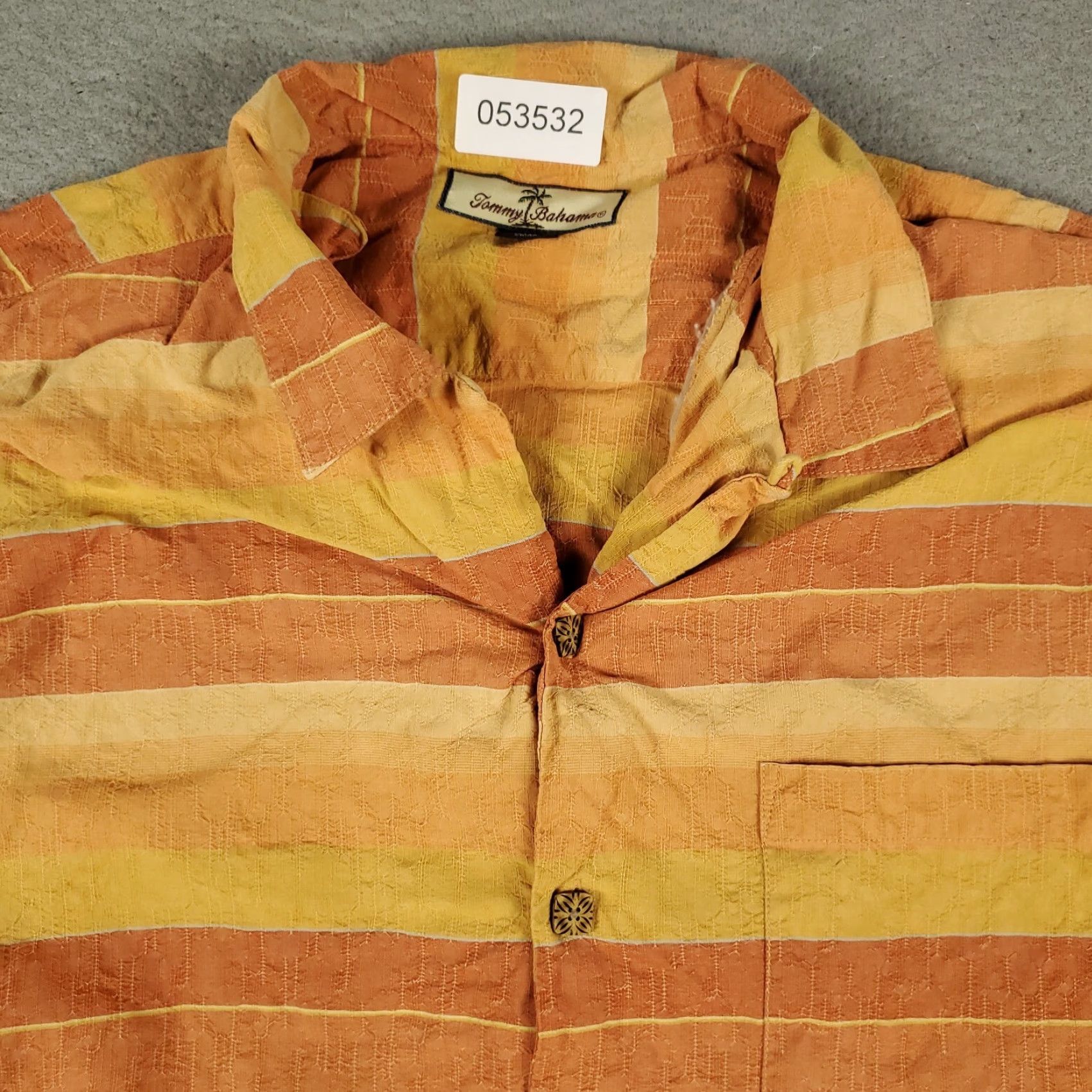 Tommy Bahama VINTAGE? No — Tommy Bahama Shirt Mens Large Orange Striped Hawaiian Button-Up Short Sleeve Size US L / EU 52-54 / 3 - 2 Thumbnail