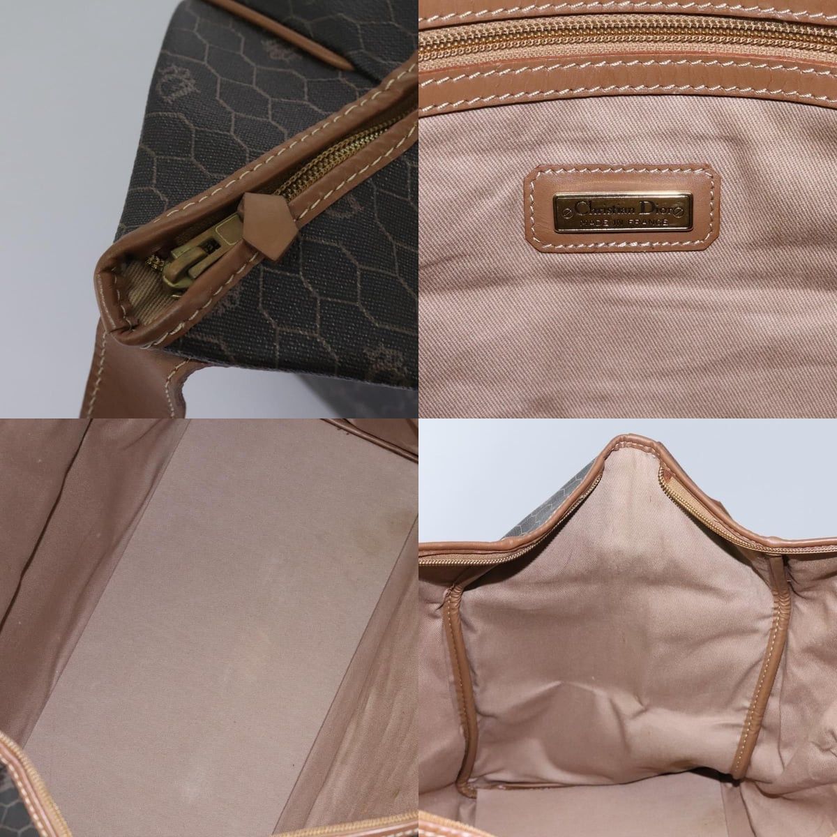 Dior DIOR Honeycomb Canvas Boston Bag Pvc Black Brown Gold Size ONE SIZE - 12 Thumbnail